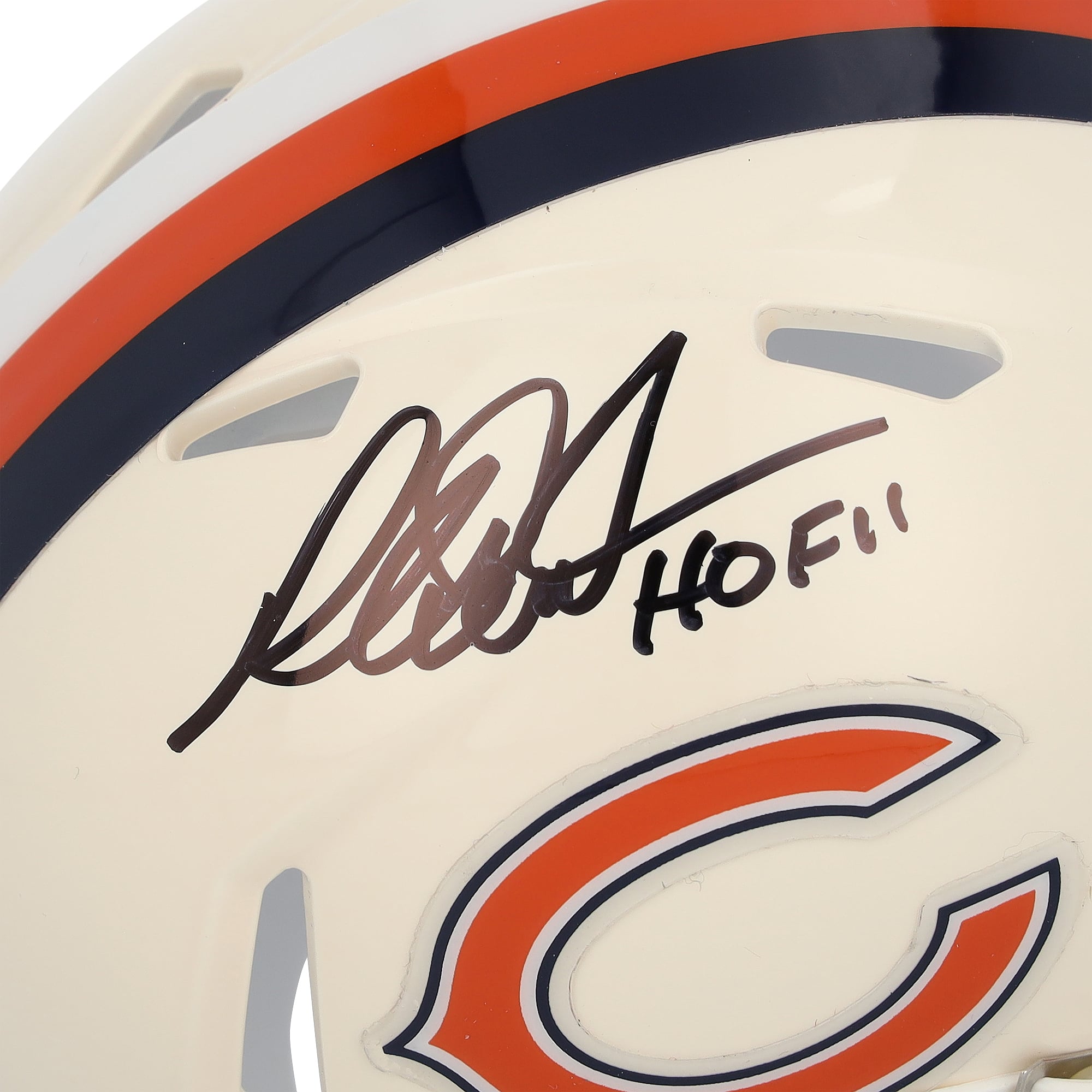 Casque miniature rétro Riddell Speed ​​autographié par Richard Dent des Chicago Bears avec inscription « HOF 11»
