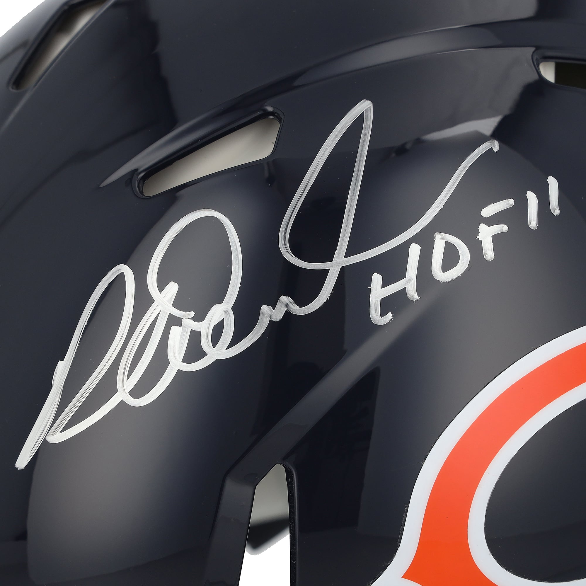 Casque Riddell Speed ​​Authentic autographié par Richard Dent des Chicago Bears avec inscription « HOF 11»