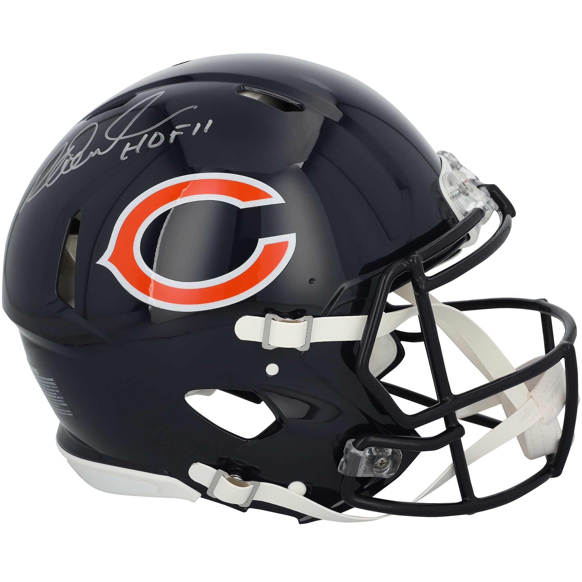 Casque Riddell Speed ​​Authentic autographié par Richard Dent des Chicago Bears avec inscription « HOF 11»