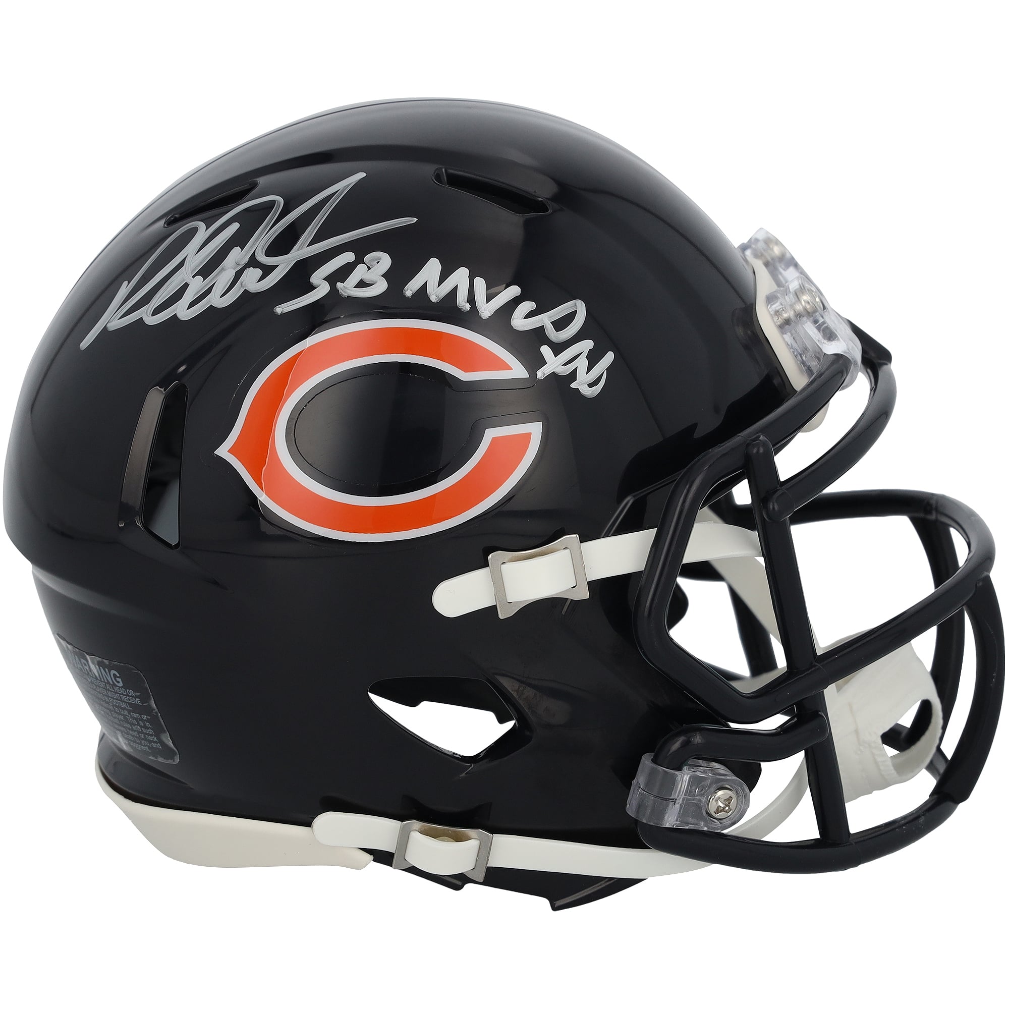 Casque miniature Riddell Speed ​​autographié par Richard Dent des Chicago Bears avec inscription « SB XX MVP »