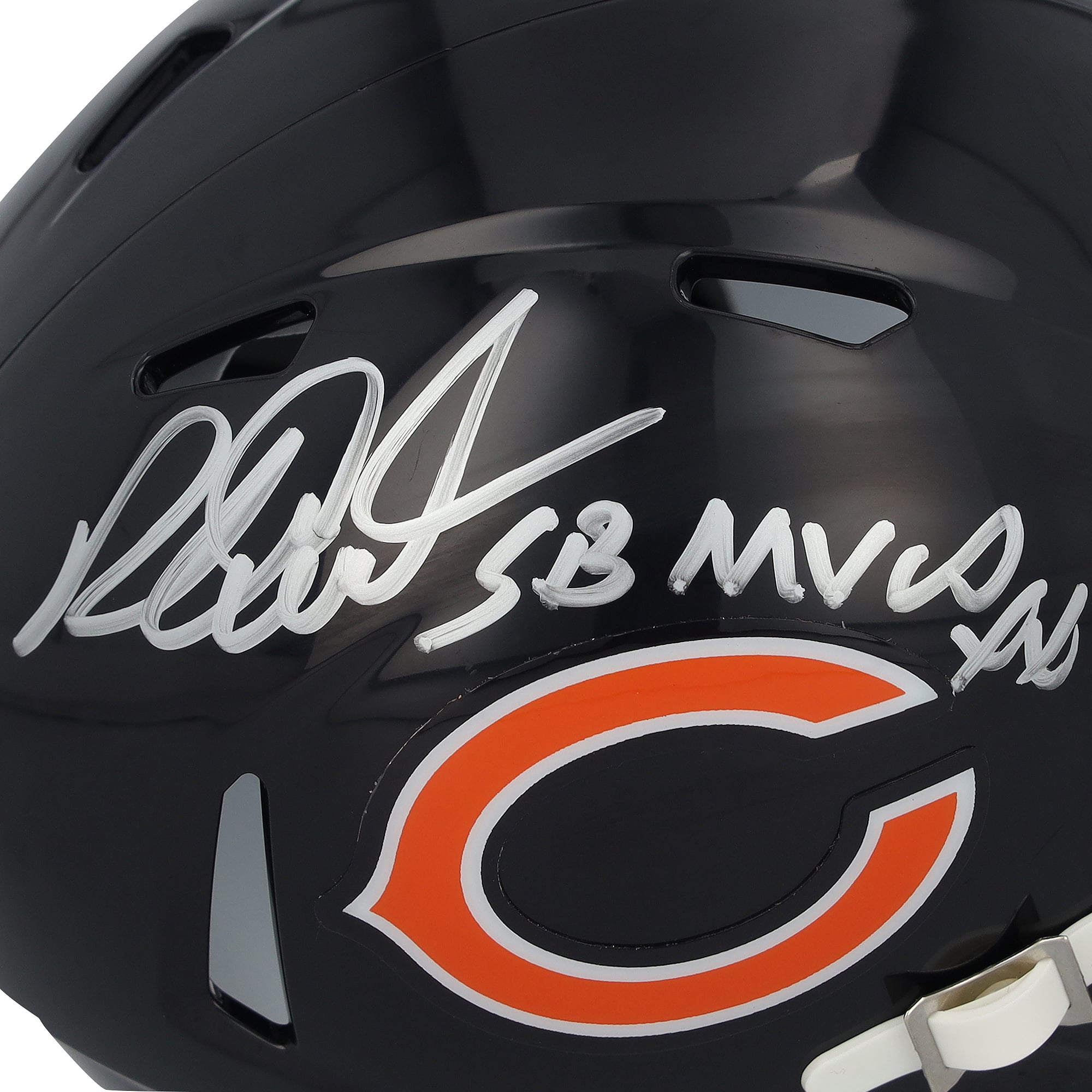 Casque miniature Riddell Speed ​​autographié par Richard Dent des Chicago Bears avec inscription « SB XX MVP »