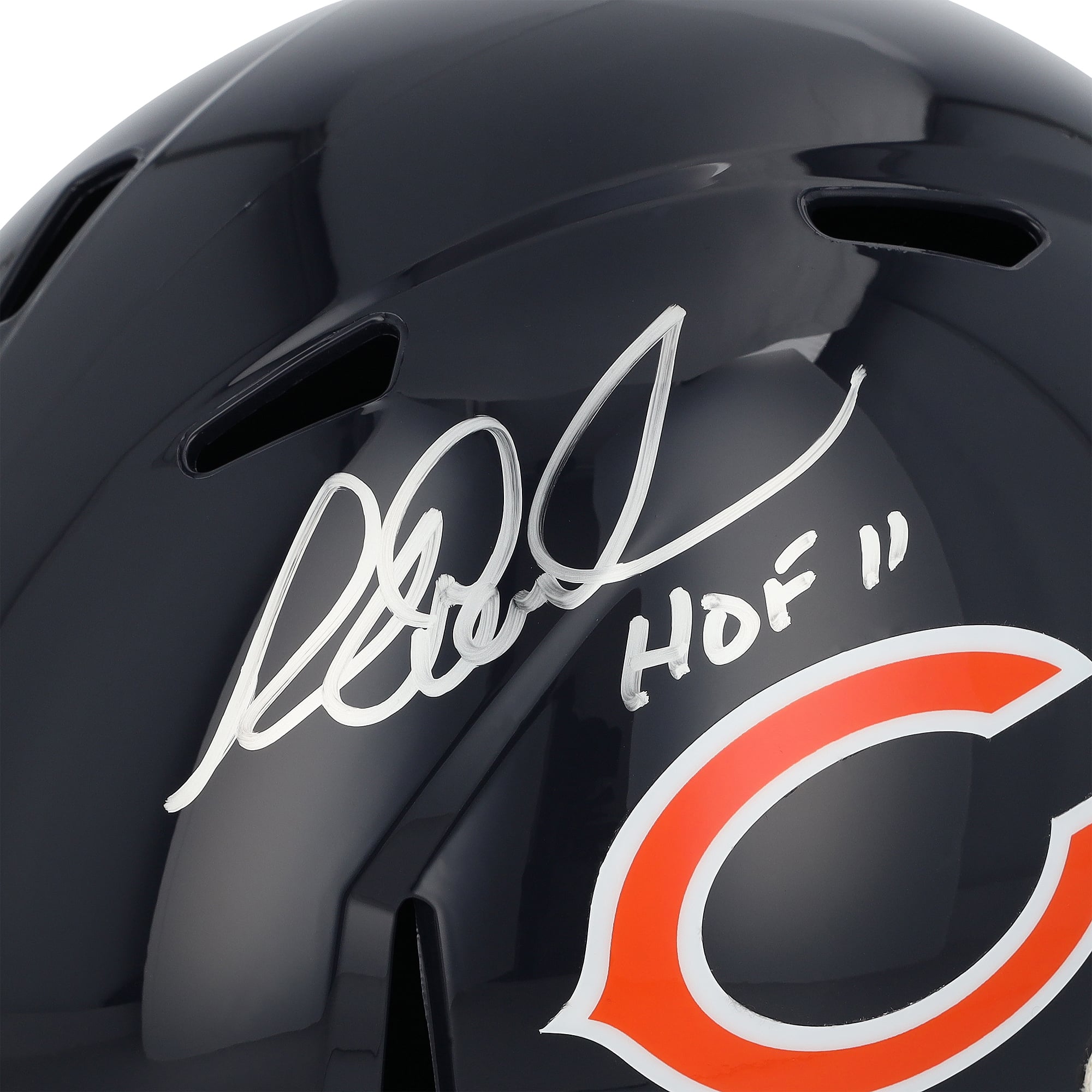 Casque réplique Riddell Speed ​​autographié par Richard Dent des Bears de Chicago avec inscription « HOF 11»