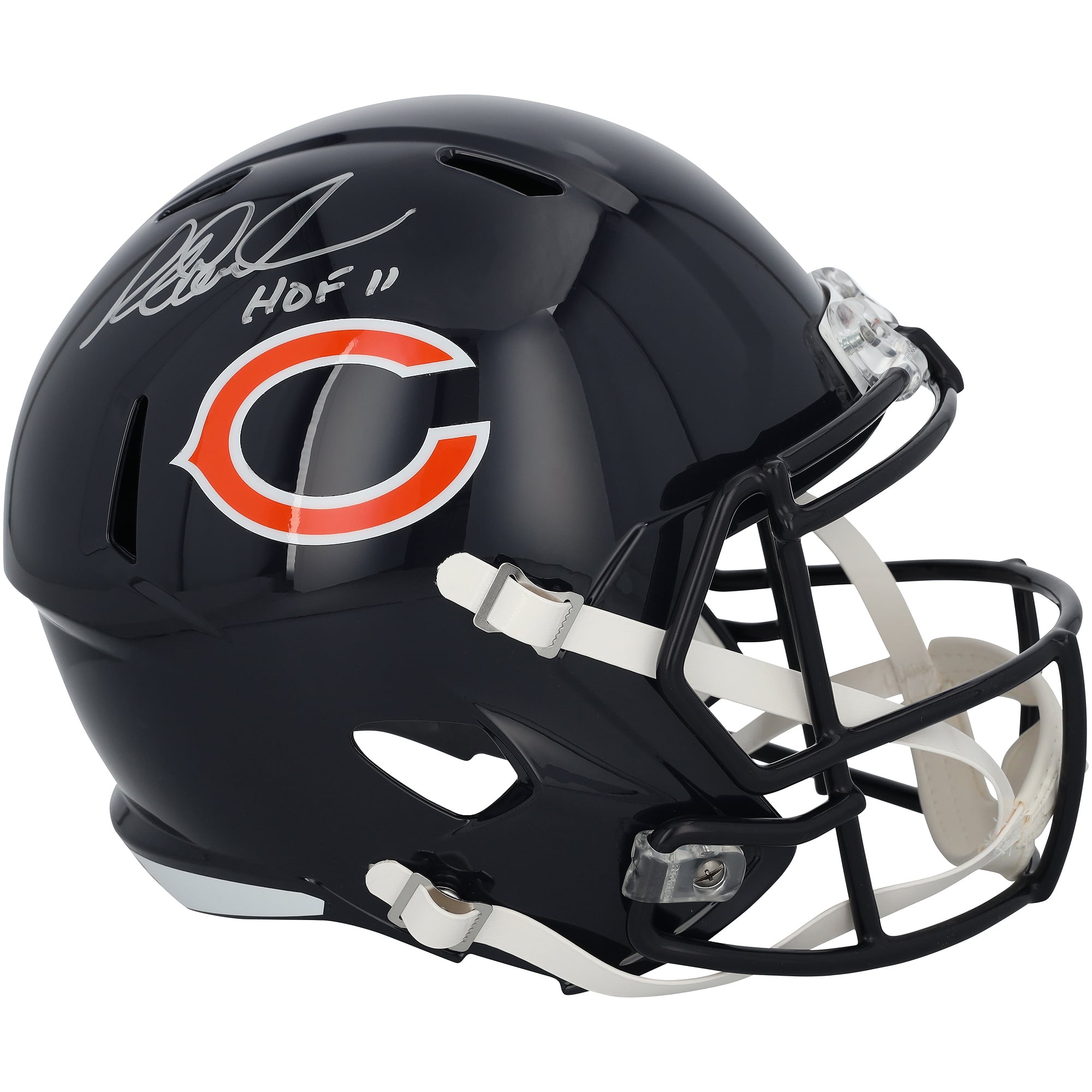 Casque réplique Riddell Speed ​​autographié par Richard Dent des Bears de Chicago avec inscription « HOF 11»