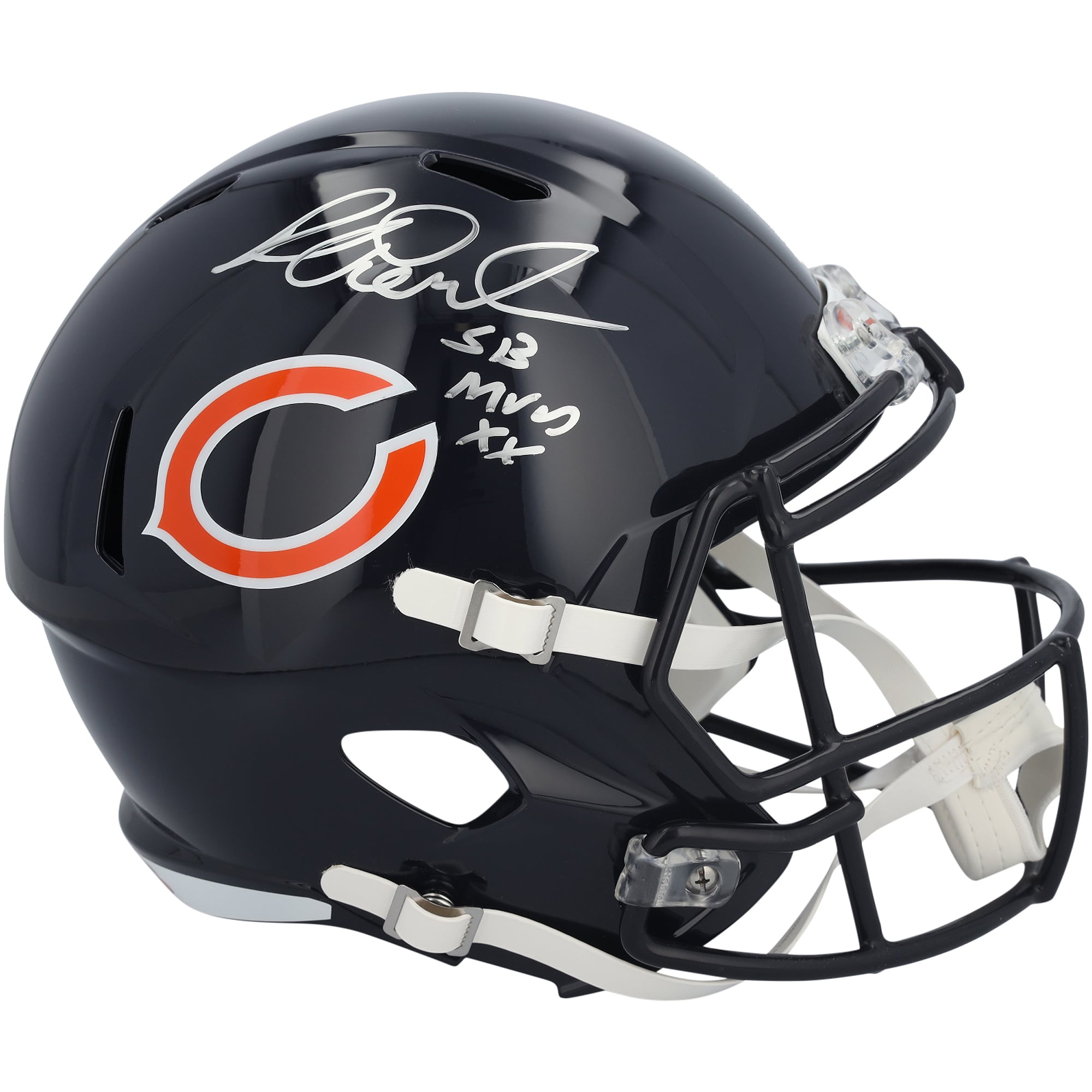 Casque réplique Riddell Speed ​​autographié par Richard Dent des Chicago Bears avec inscription « SB XX MVP »