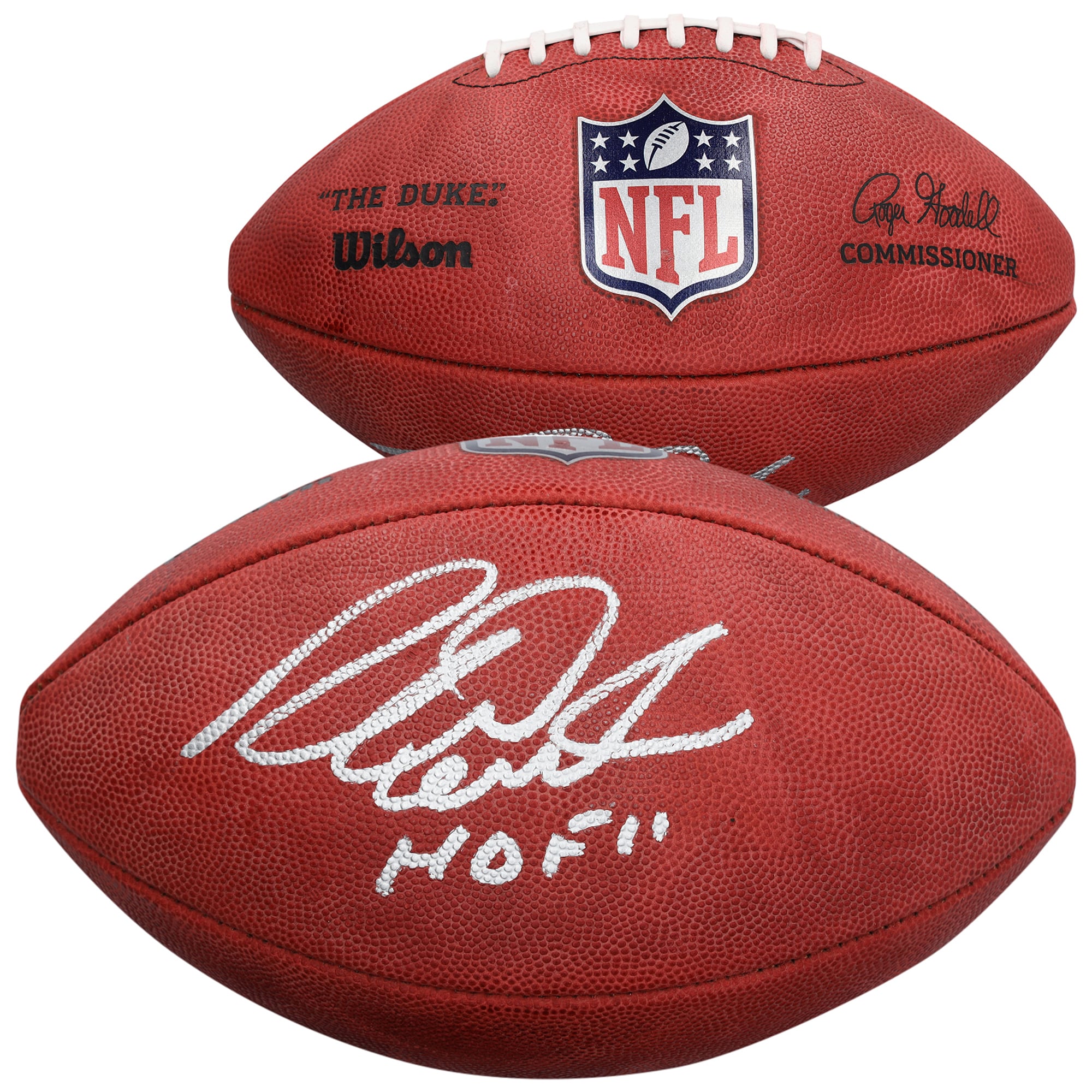 Ballon de football américain Wilson Duke en couleur, autographié par Richard Dent des Chicago Bears, avec inscription « HOF 11».