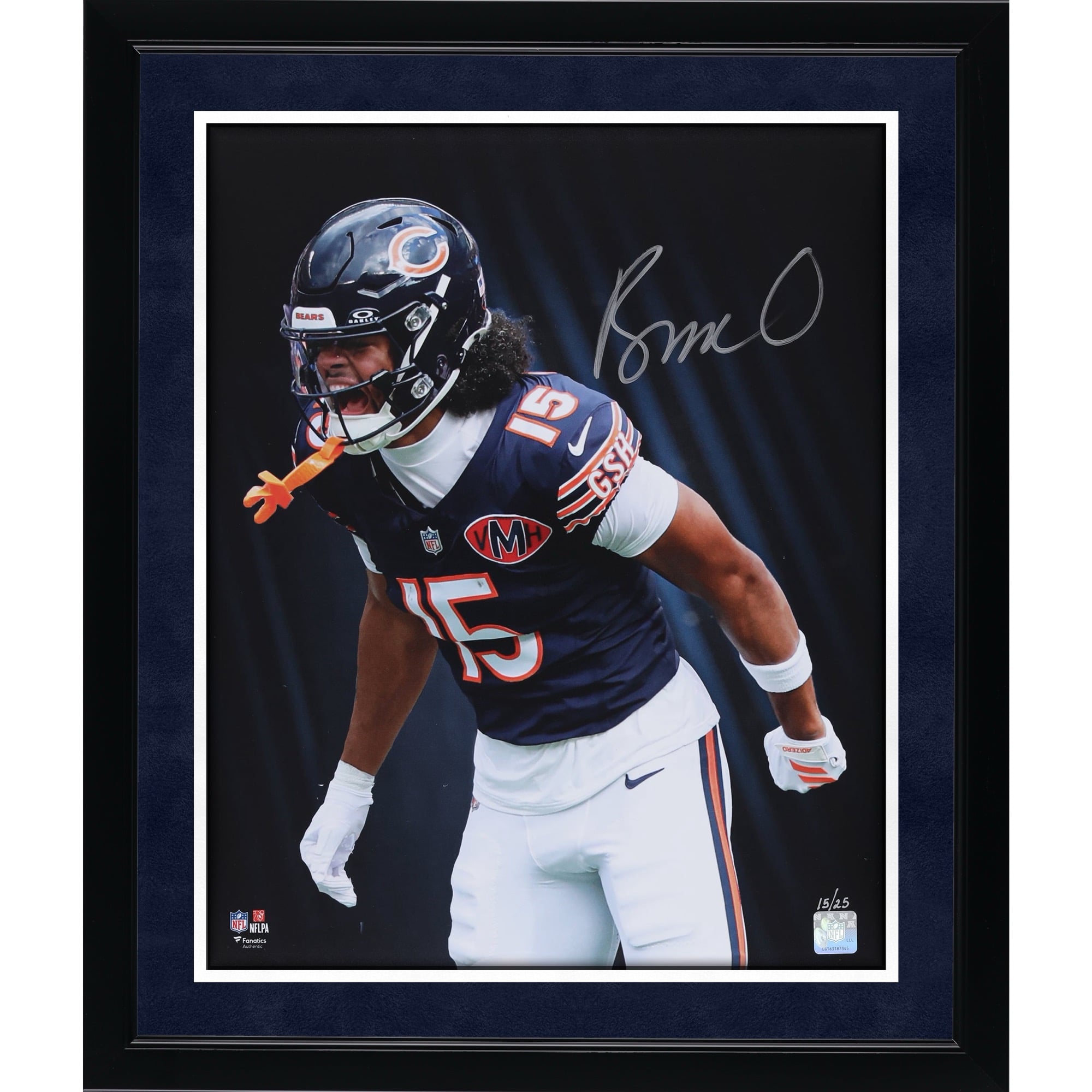 Rome Odunze Chicago Bears Autographed 16" x 20" Unleashed Black Spotlight Photograph with Silver Signature - Limited Edition of 25