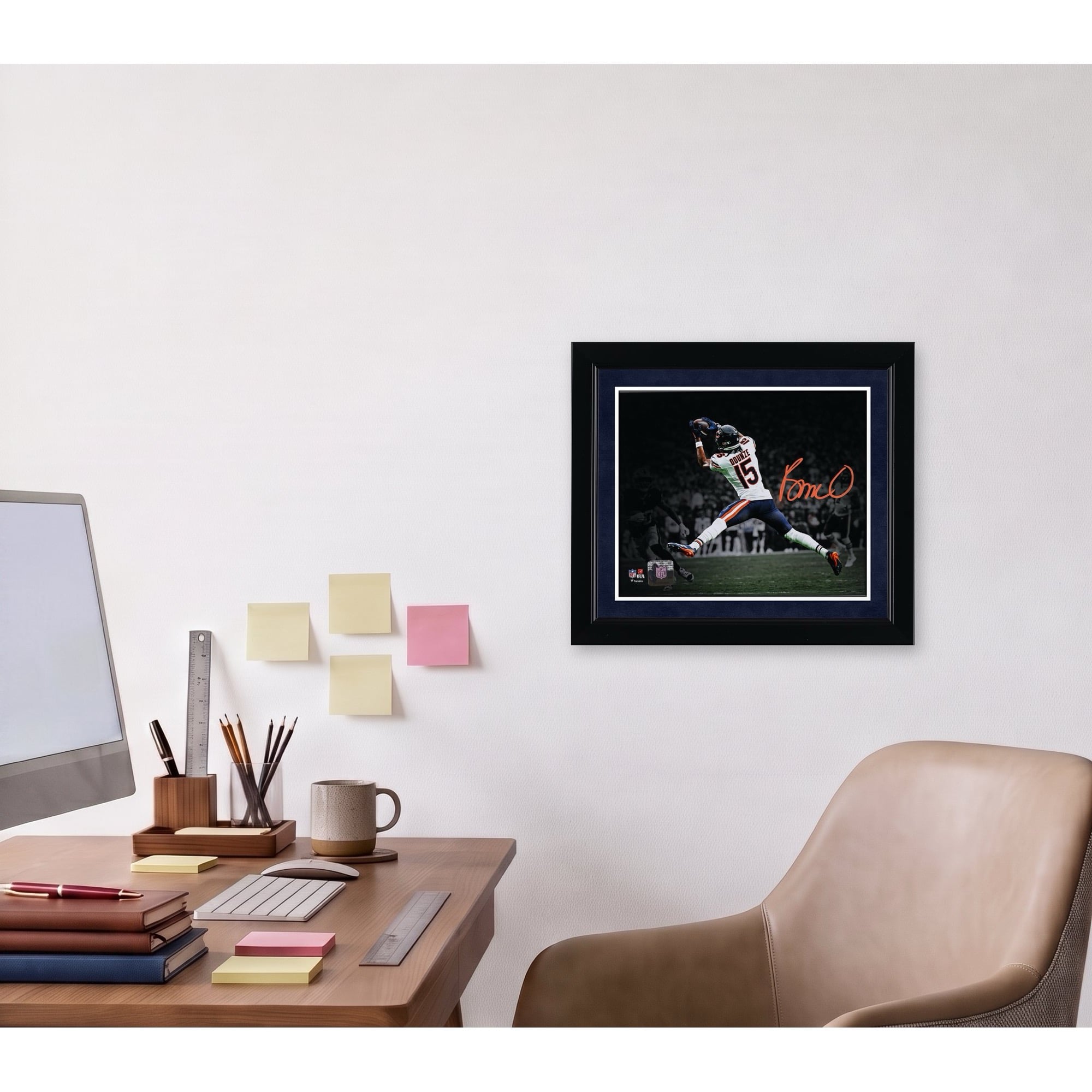 Rome Odunze Chicago Bears Autographed 8" x 10" Leaping Catch Spotlight Photograph