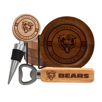 Chicago Bears The Memory Company Coaster, Bottle Opener & Wine Stopper Set