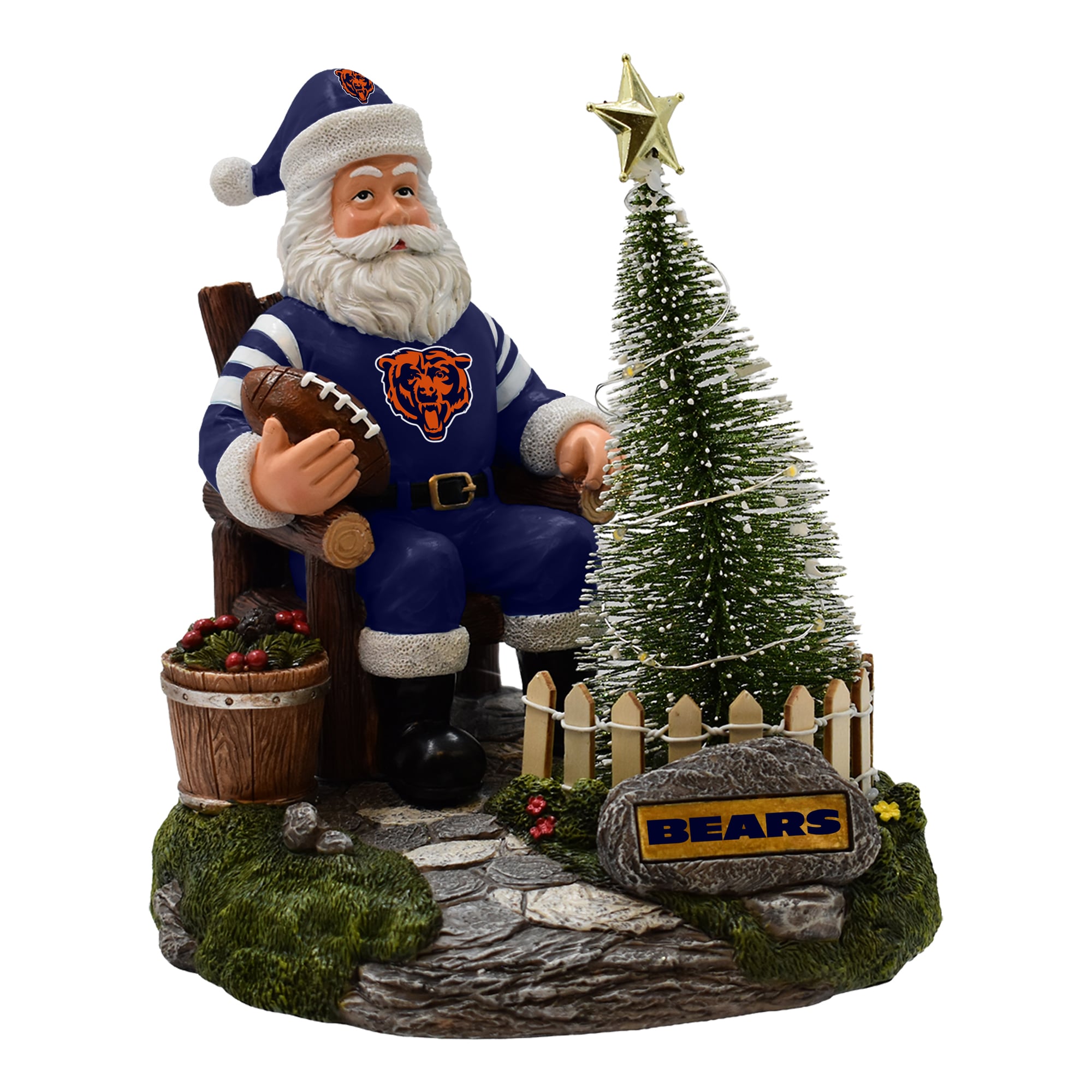 Figurine de Père Noël des Chicago Bears de The Memory Company avec sapin LED
