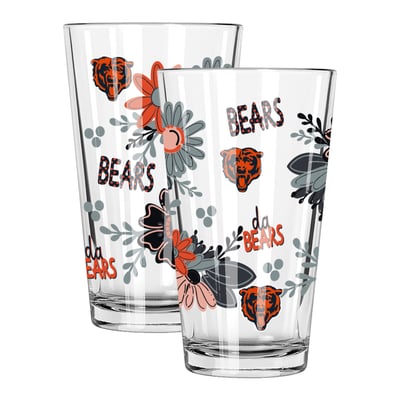 Chicago Bears The Memory Company Two-Piece 16oz. Flowers Pint Glass Set