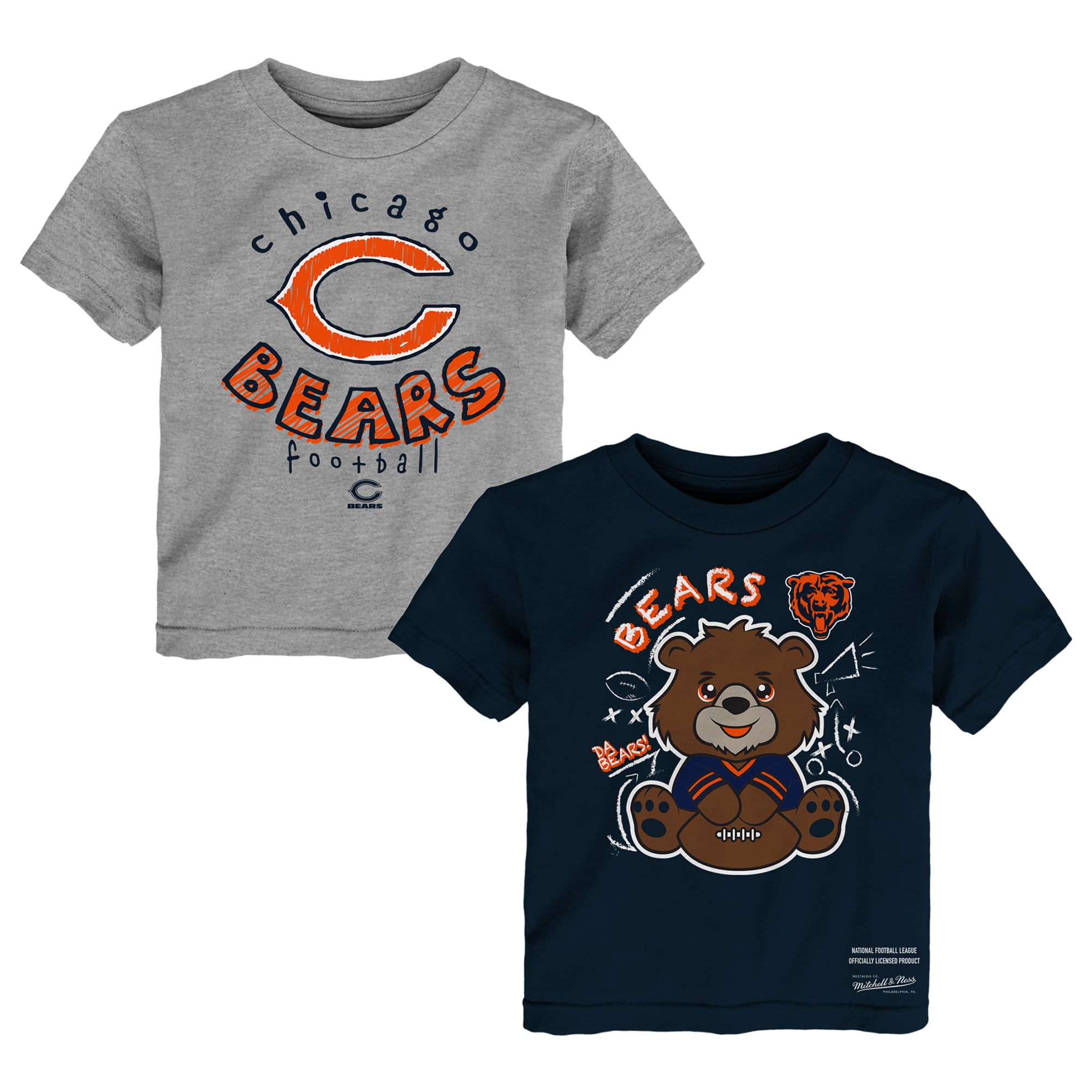 Toddler Mitchell & Ness  Navy/Gray Chicago Bears Two-Pack Sketched Up T-Shirt Set