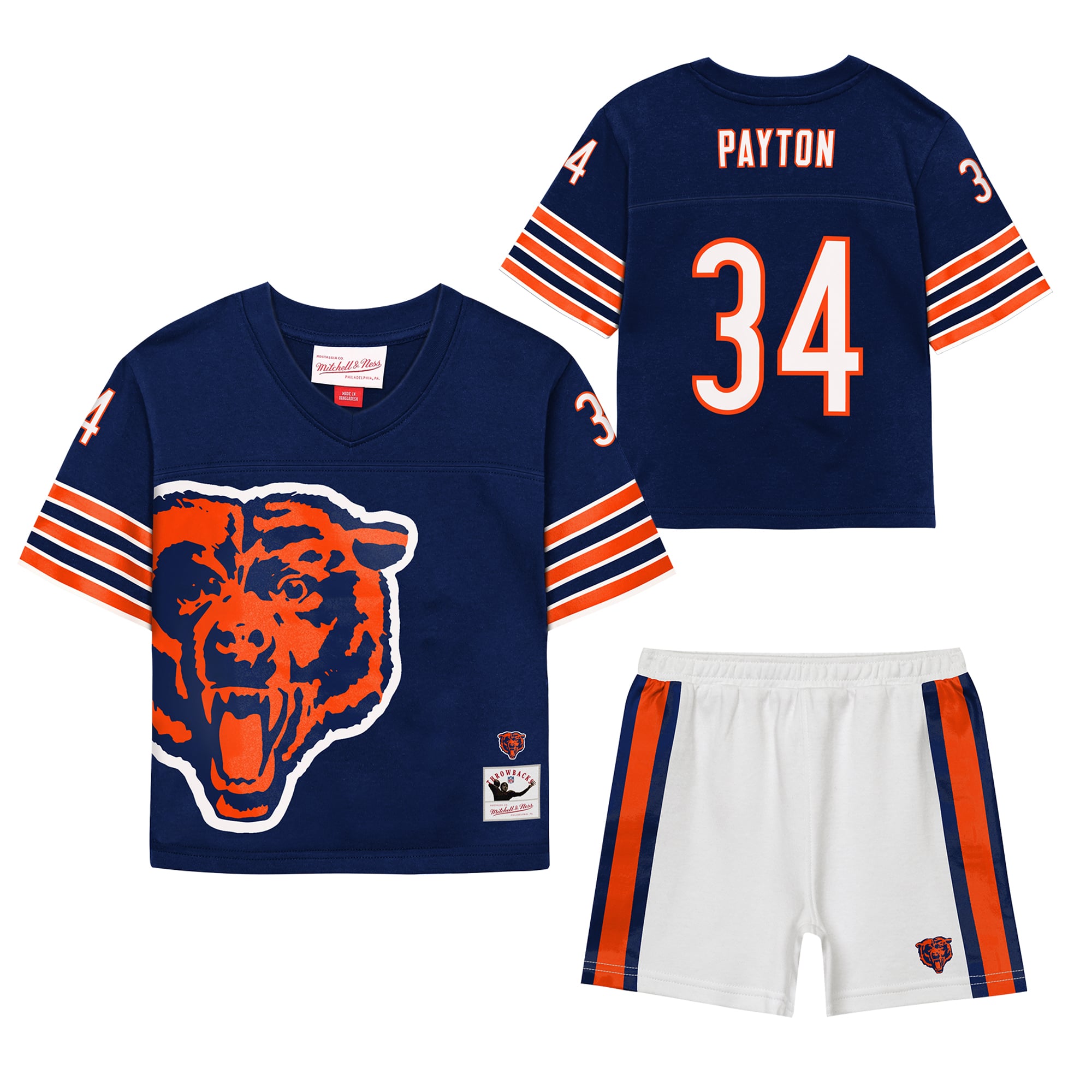 Ensemble short Mitchell & Ness Walter Payton bleu marine Chicago Bears Playmaker pour tout-petit