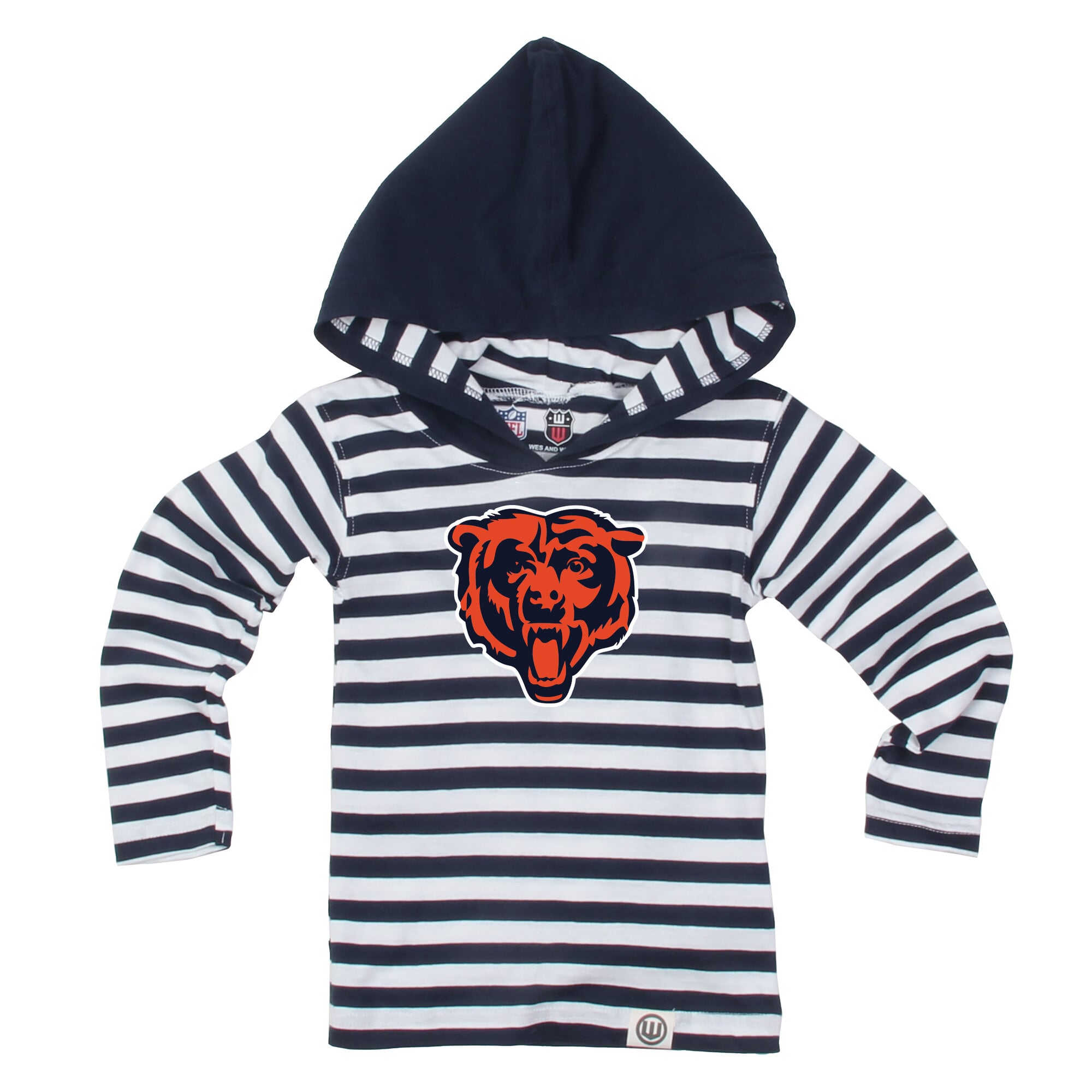 Toddler Wes & Willy  Navy Chicago Bears Stripe Hooded Long Sleeve Top and Pant Set
