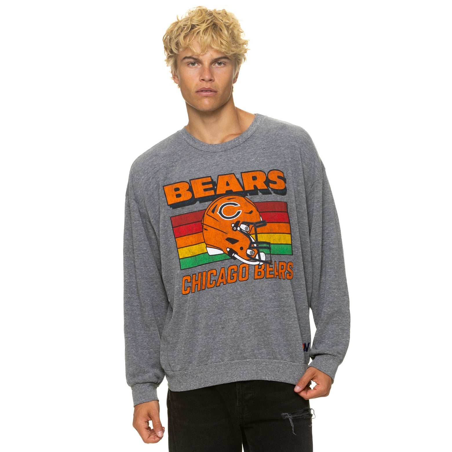 Sweat-shirt unisexe Aviator Nation gris chiné Chicago Bears, coupe décontractée, en mélange de trois matières.