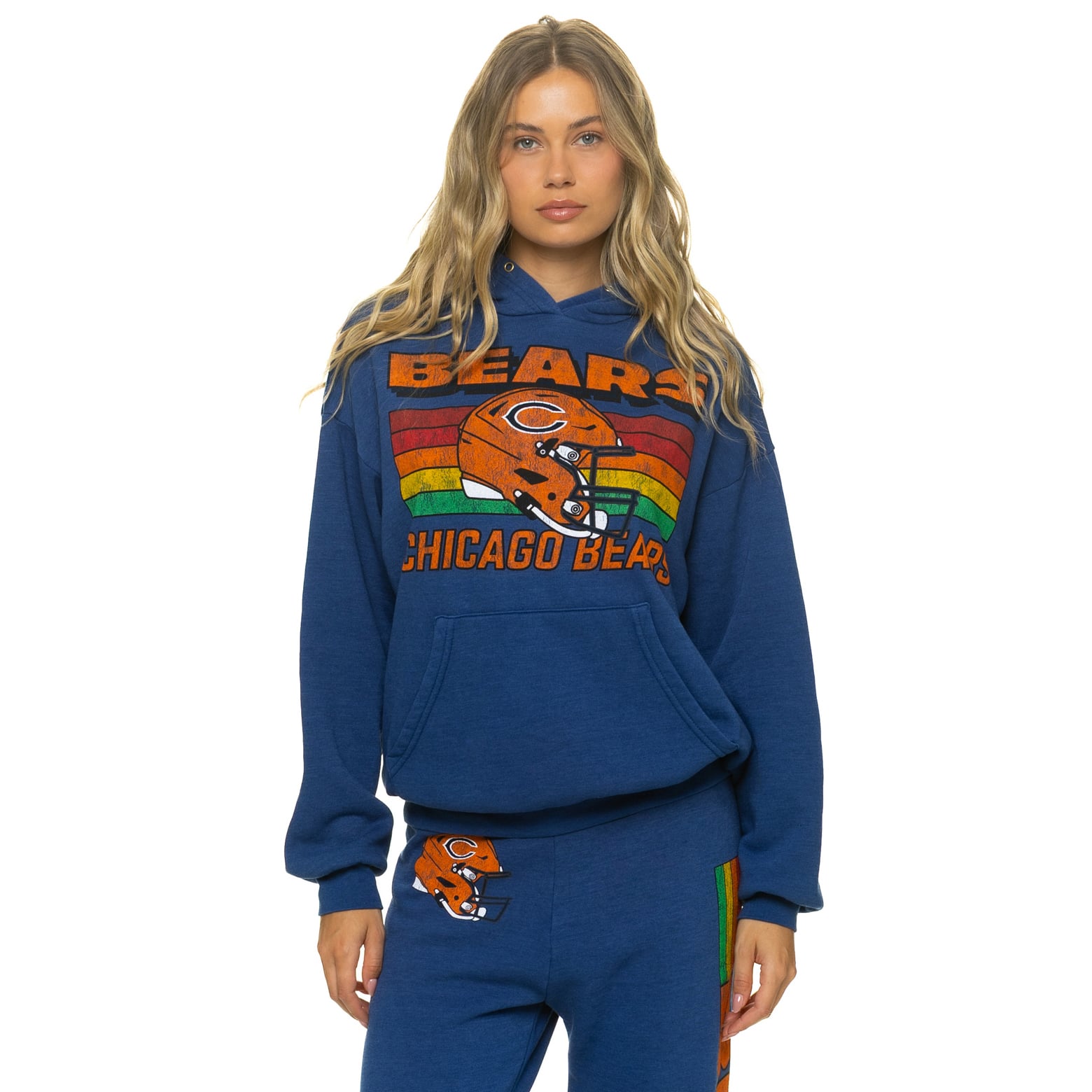 Sweat à capuche unisexe Aviator Nation bleu marine Chicago Bears, coupe décontractée, en mélange de trois matières.