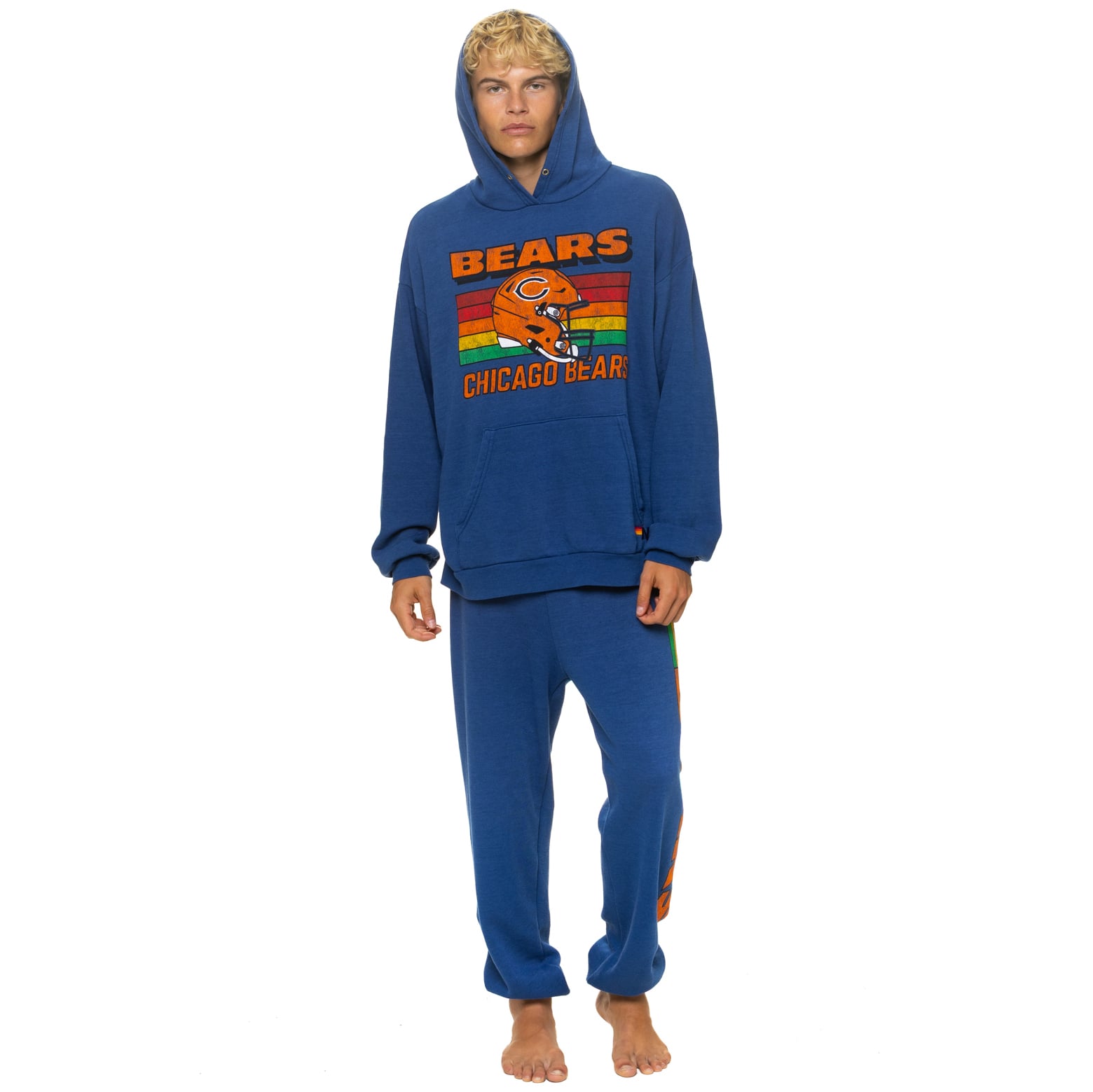 Sweat à capuche unisexe Aviator Nation bleu marine Chicago Bears, coupe décontractée, en mélange de trois matières.