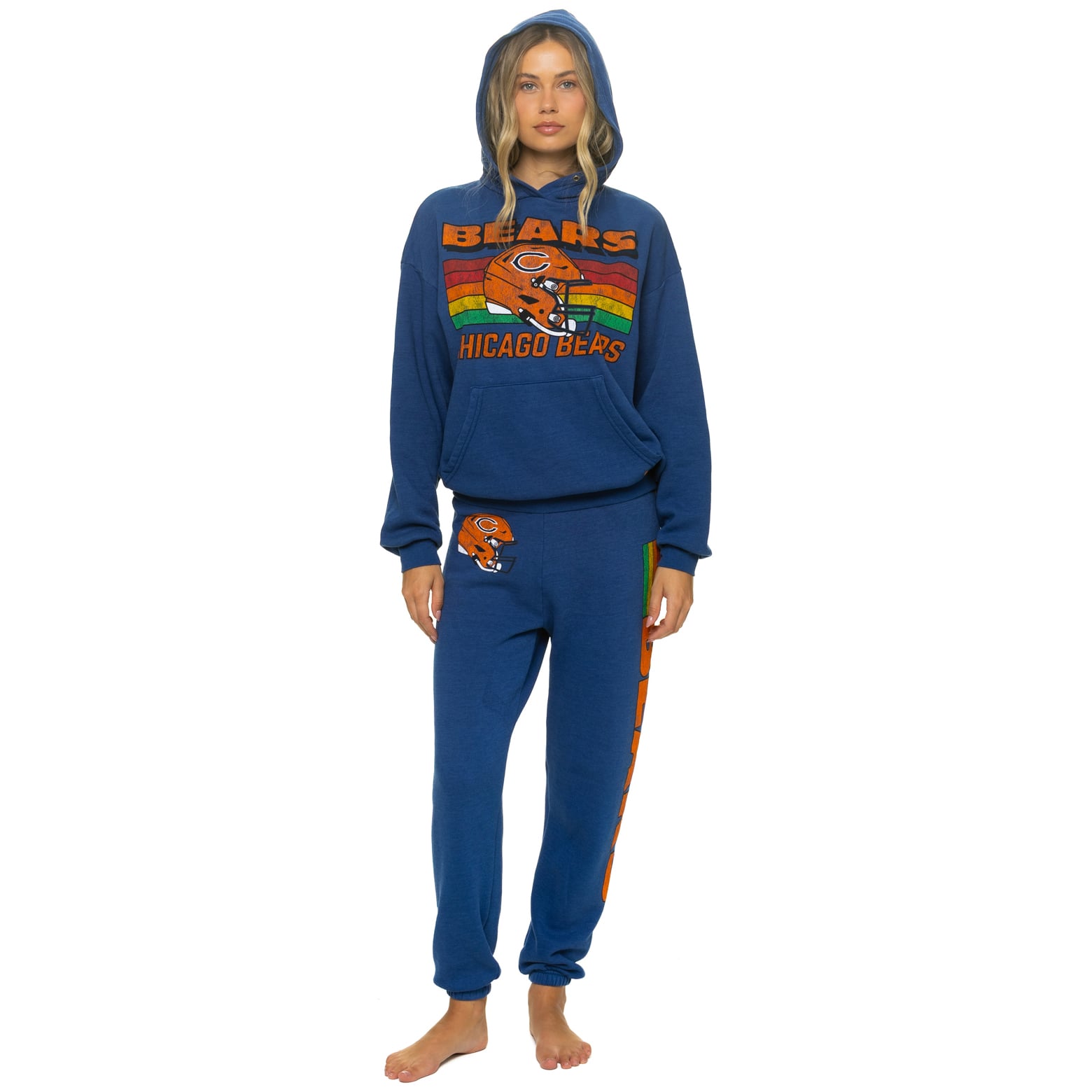 Sweat à capuche unisexe Aviator Nation bleu marine Chicago Bears, coupe décontractée, en mélange de trois matières.