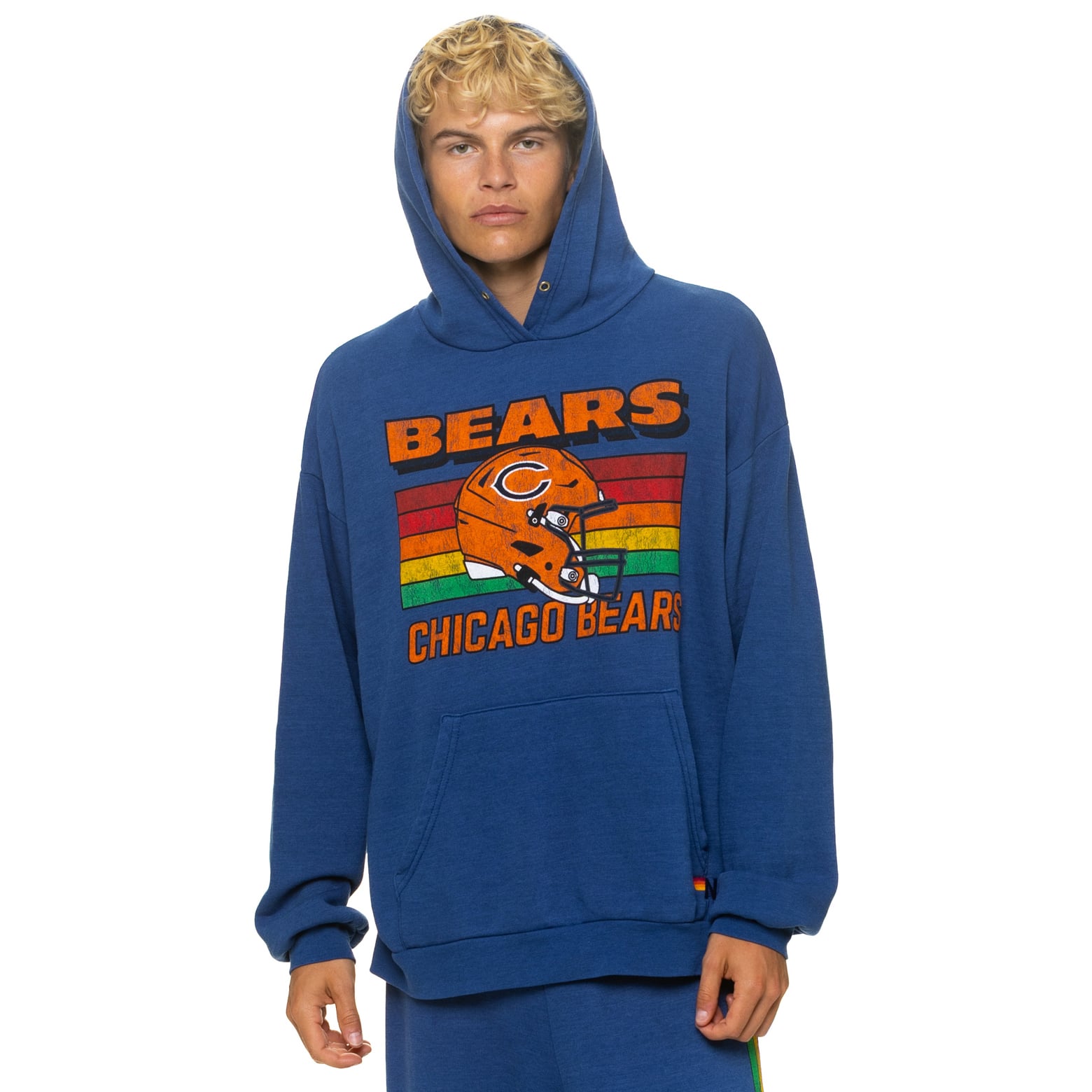 Sweat à capuche unisexe Aviator Nation bleu marine Chicago Bears, coupe décontractée, en mélange de trois matières.