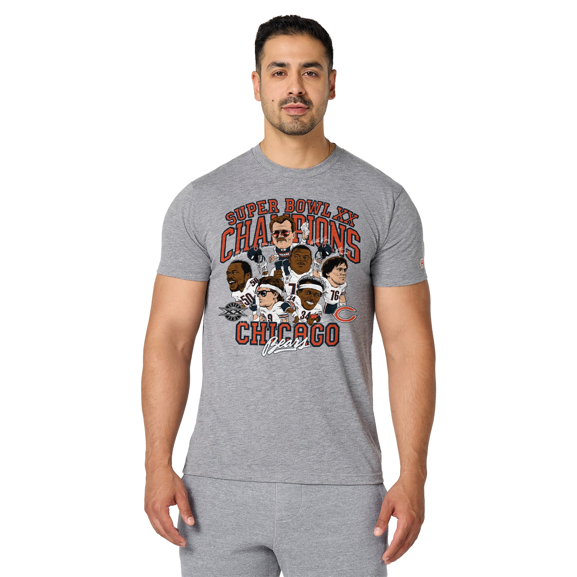 T-shirt unisexe gris hommage aux Chicago Bears pour le Super Bowl