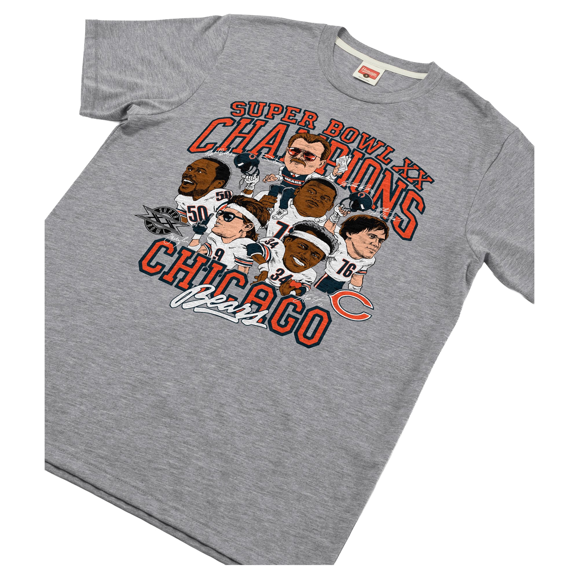 T-shirt unisexe gris hommage aux Chicago Bears pour le Super Bowl