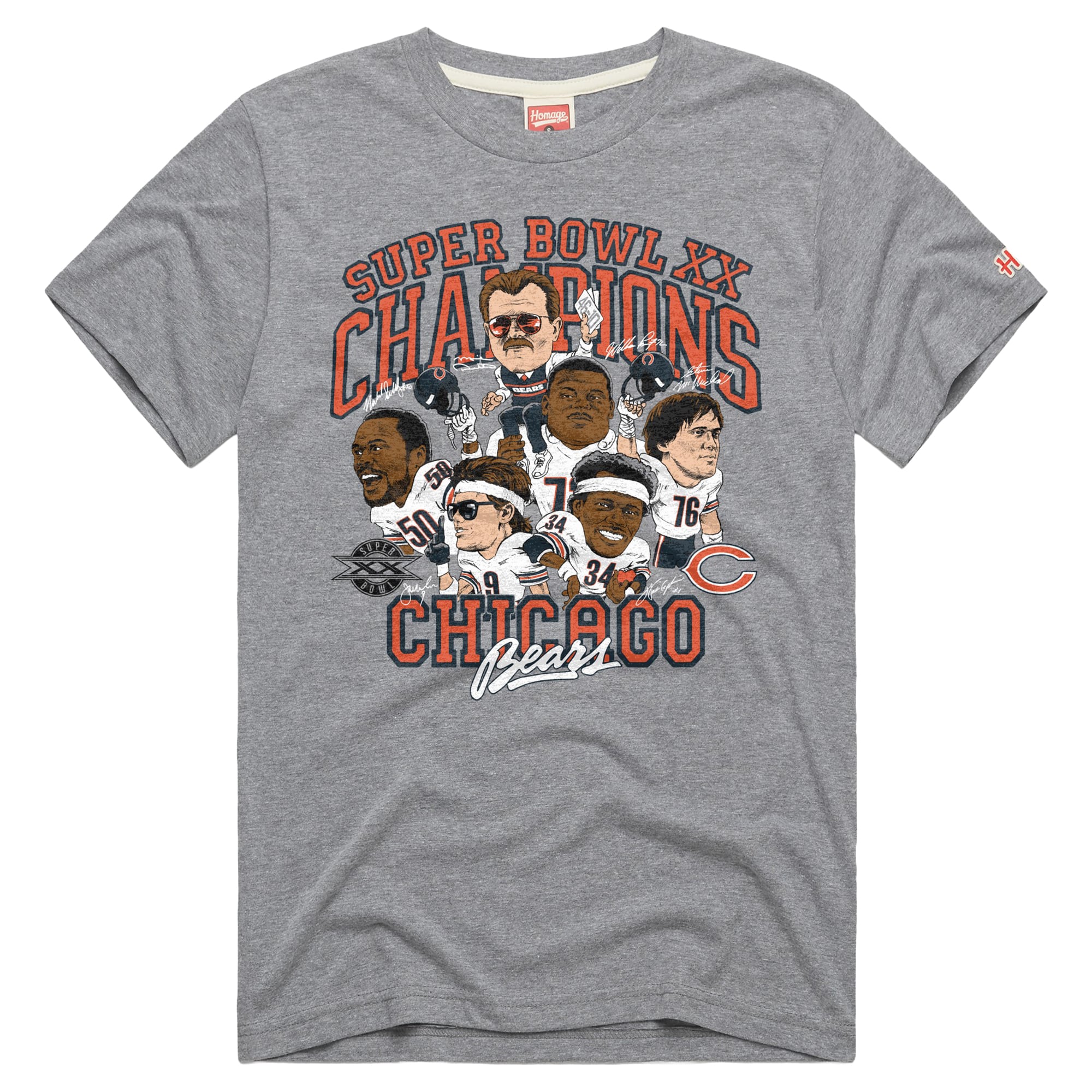 T-shirt unisexe gris hommage aux Chicago Bears pour le Super Bowl