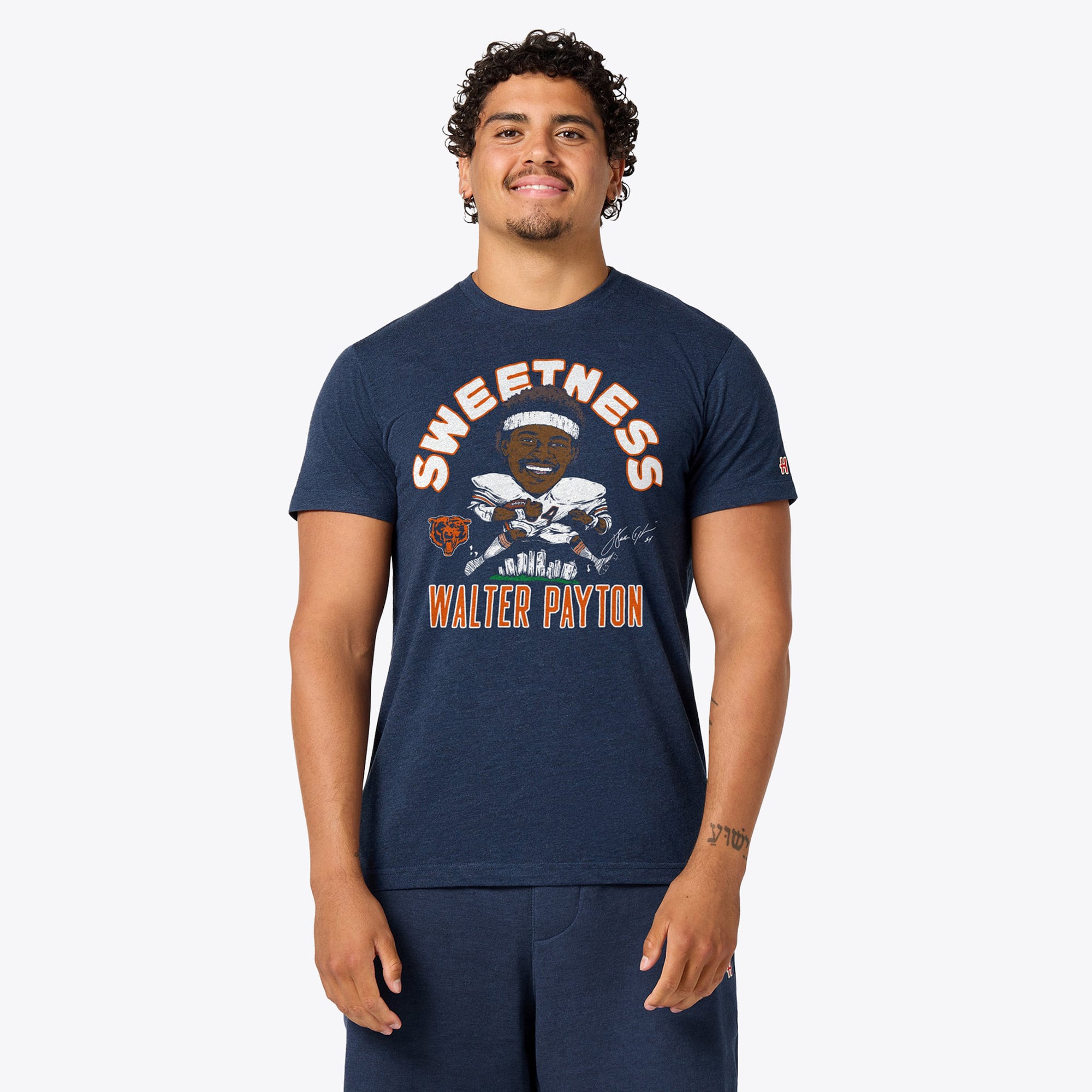 T-shirt unisexe hommage à Walter Payton Stone, joueur des Chicago Bears, en mélange de trois matières