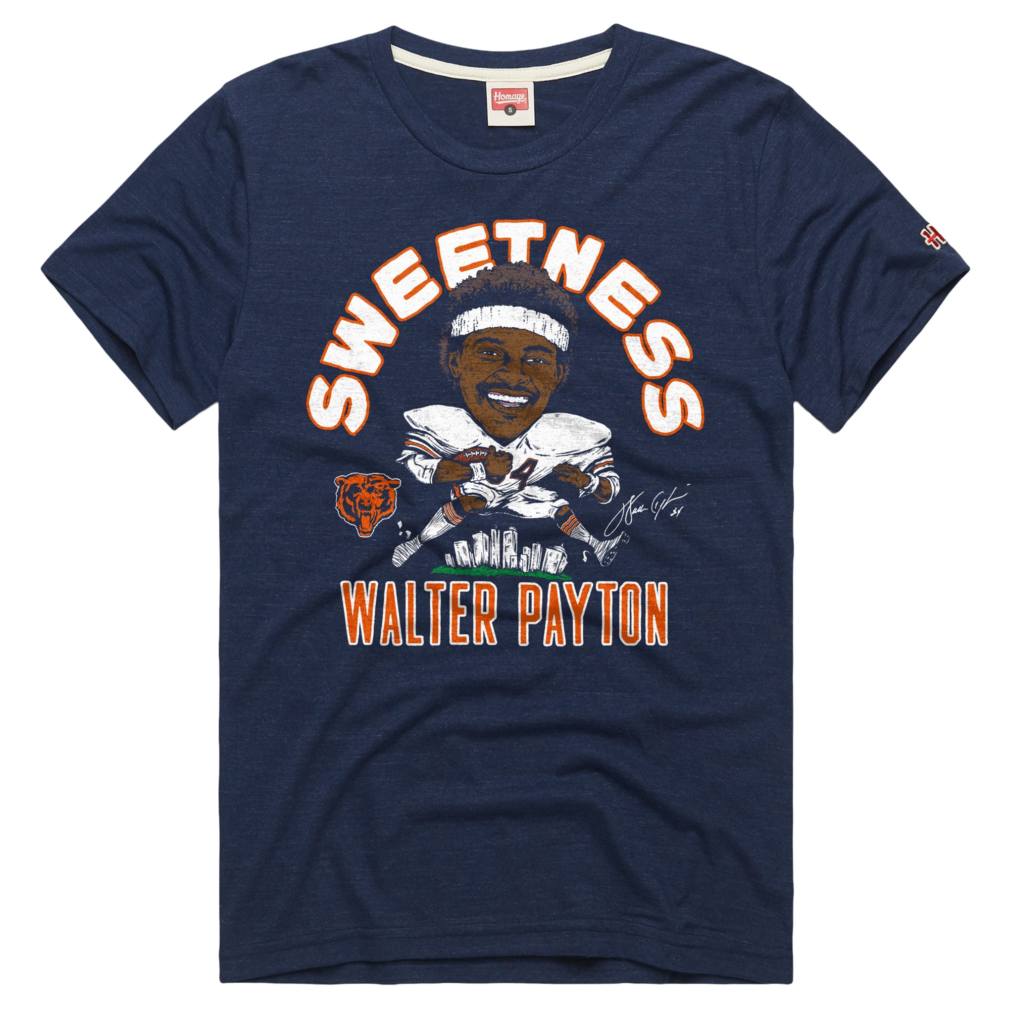 T-shirt unisexe hommage à Walter Payton Stone, joueur des Chicago Bears, en mélange de trois matières