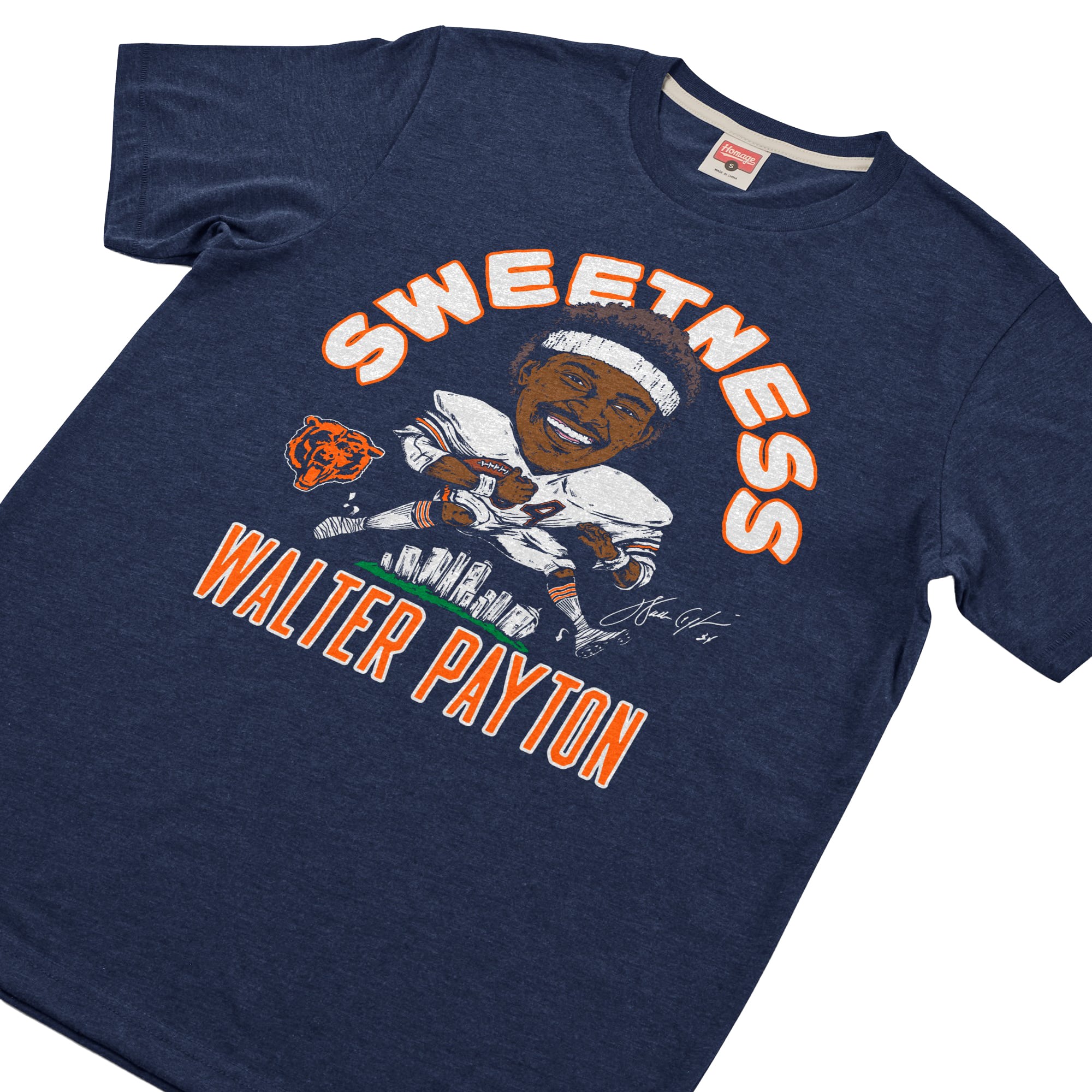 T-shirt unisexe hommage à Walter Payton Stone, joueur des Chicago Bears, en mélange de trois matières