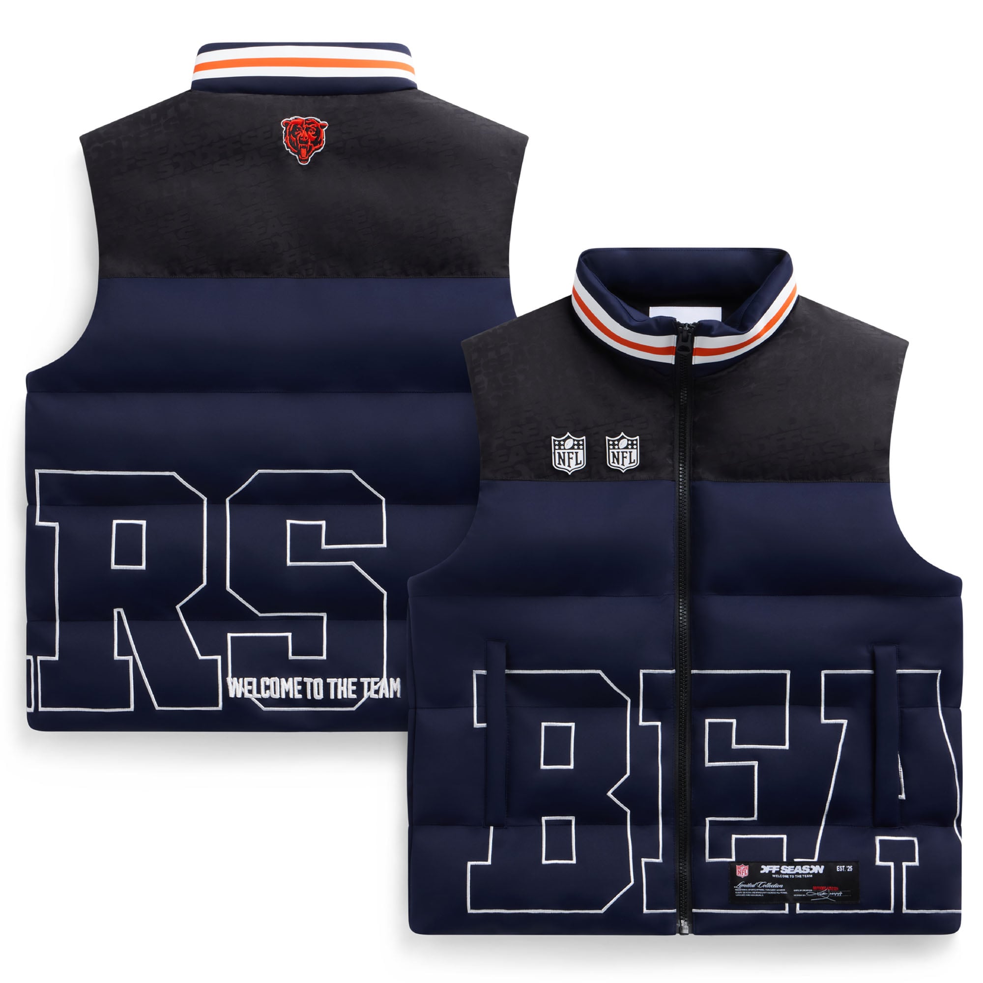 Unisex Navy Chicago Bears Team Puffer Vest