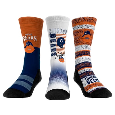  Chicago Bears Rock Em Unisex Throwback Three-Pack Crew Sock Set - 