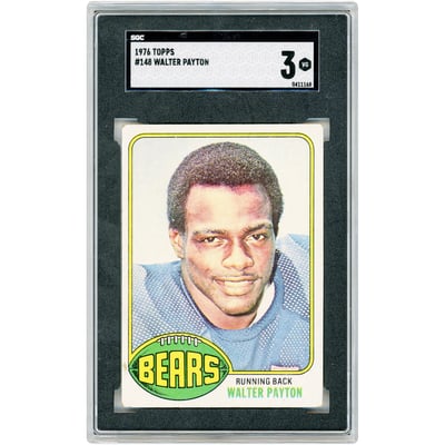 Walter Payton Chicago Bears 1976 Topps #148 SGC Authenticated 3 Rookie Card