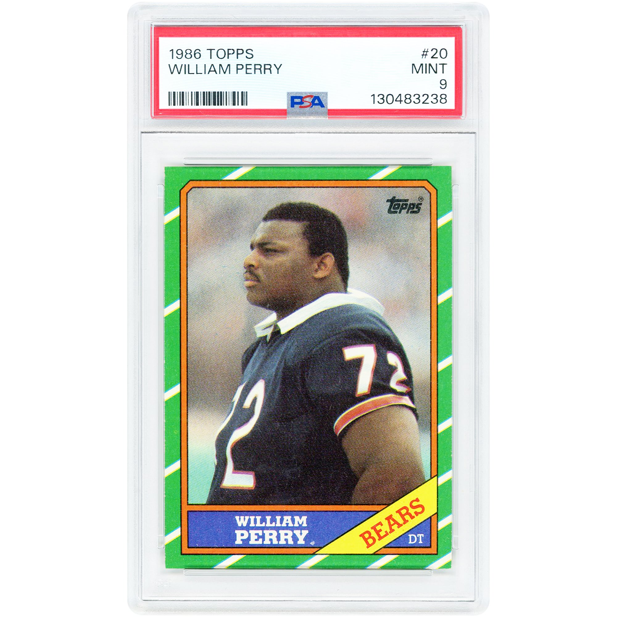 William Perry Chicago Bears 1986 Topps #20 PSA Authenticated 9 Rookie Card