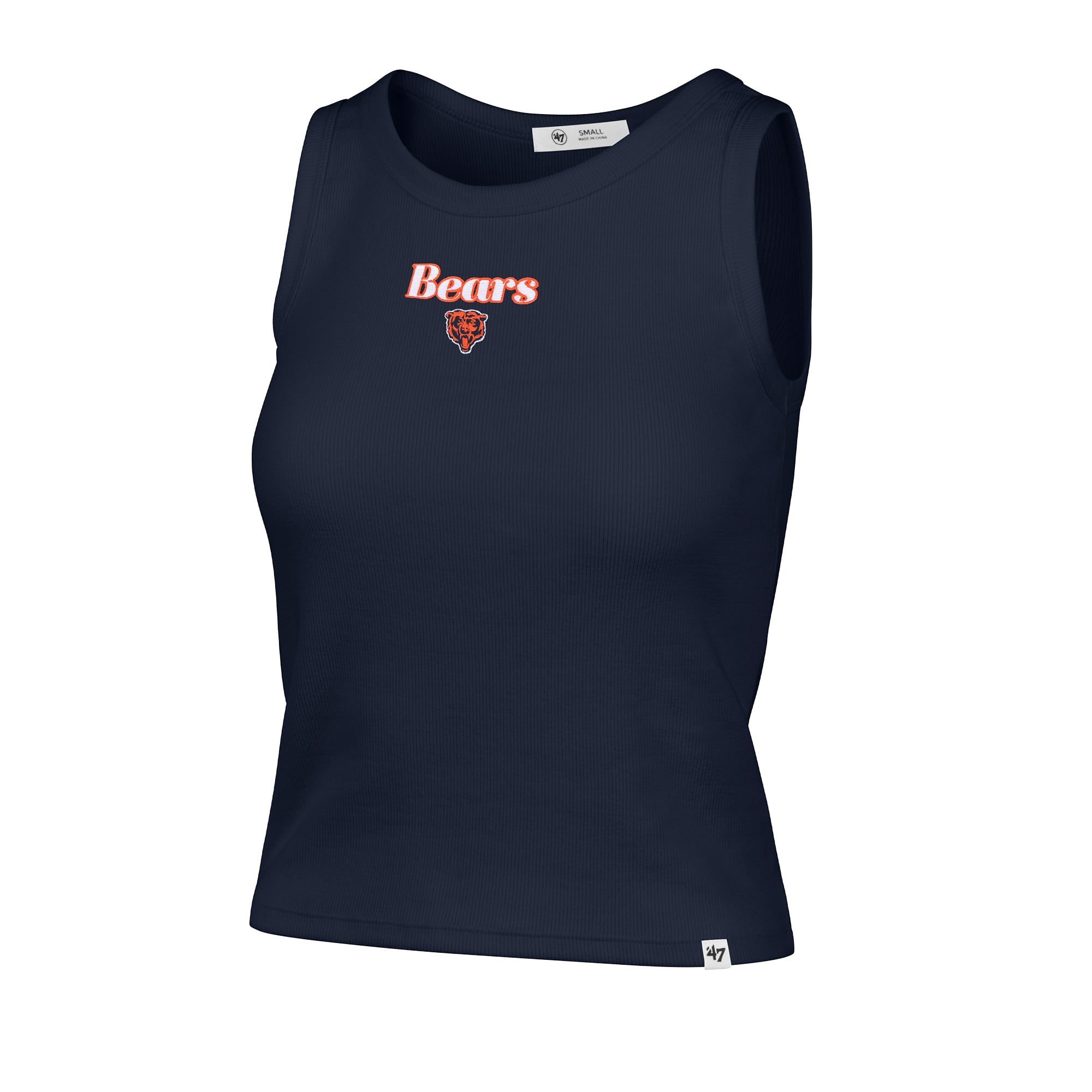 Débardeur court côtelé à coupe droite Chicago Bears, bleu marine, pour femme
