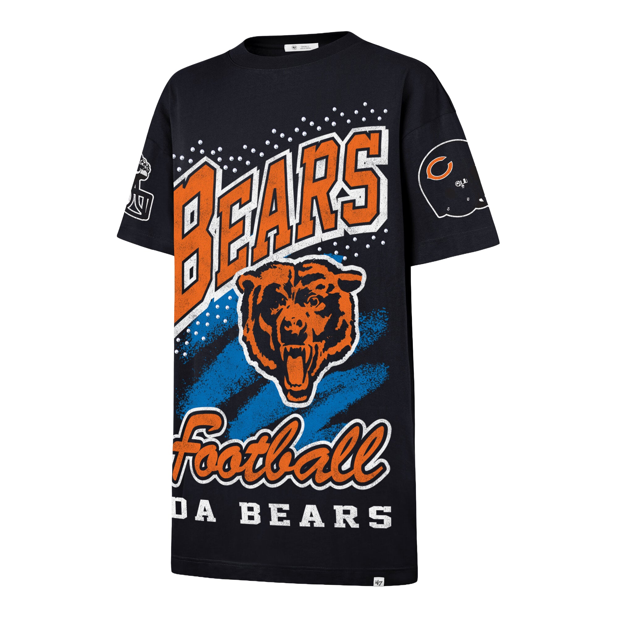 Robe t-shirt oversize à imprimé pierres précieuses Chicago Bears, bleu marine, modèle 47