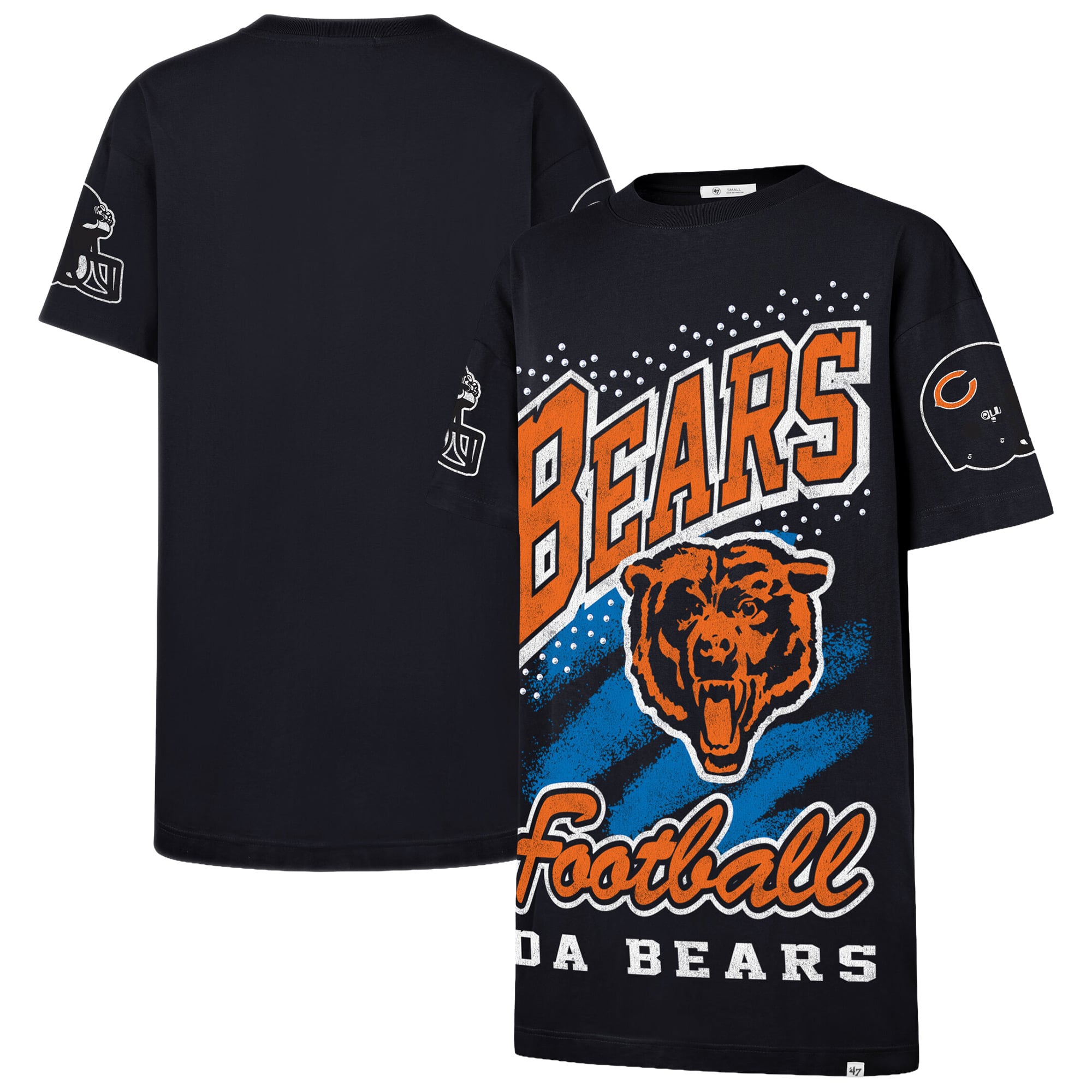 Robe t-shirt oversize à imprimé pierres précieuses Chicago Bears, bleu marine, modèle 47