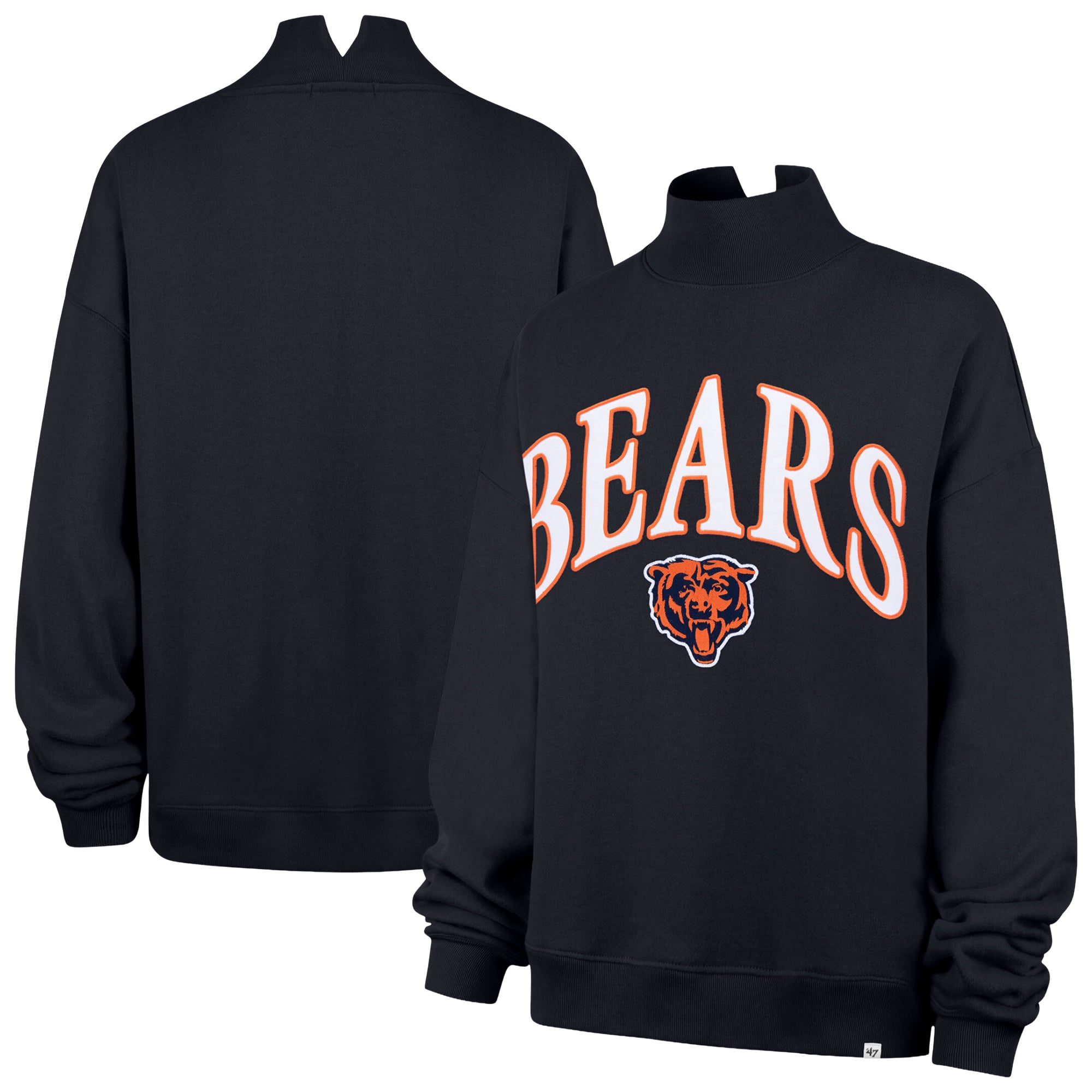 Sweat-shirt oversize à col montant Vantage pour femme, bleu marine, Chicago Bears, modèle 47