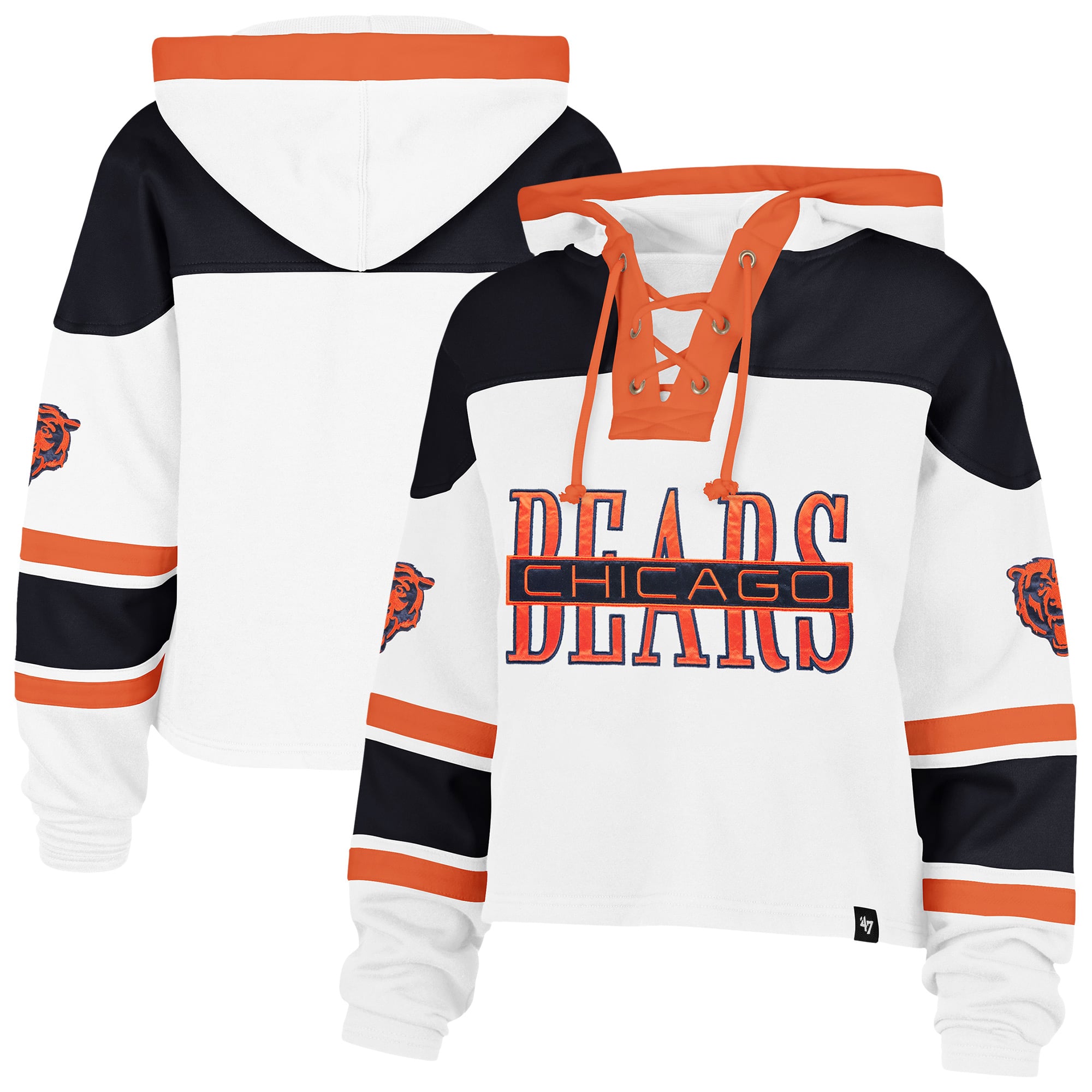 Sweat à capuche lacets Superior Lacer blanc Chicago Bears '47 pour femme