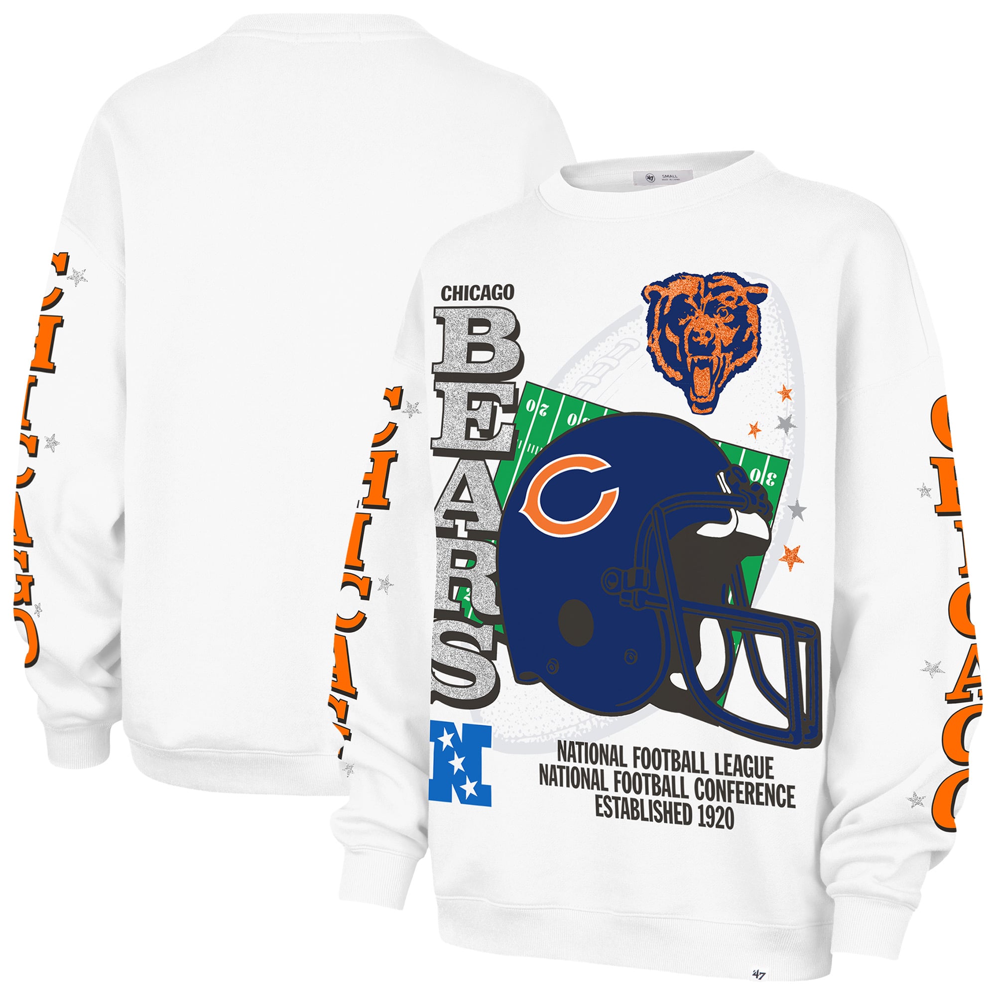 Sweat-shirt polaire oversize Chicago Bears blanc « 47 » pour femme