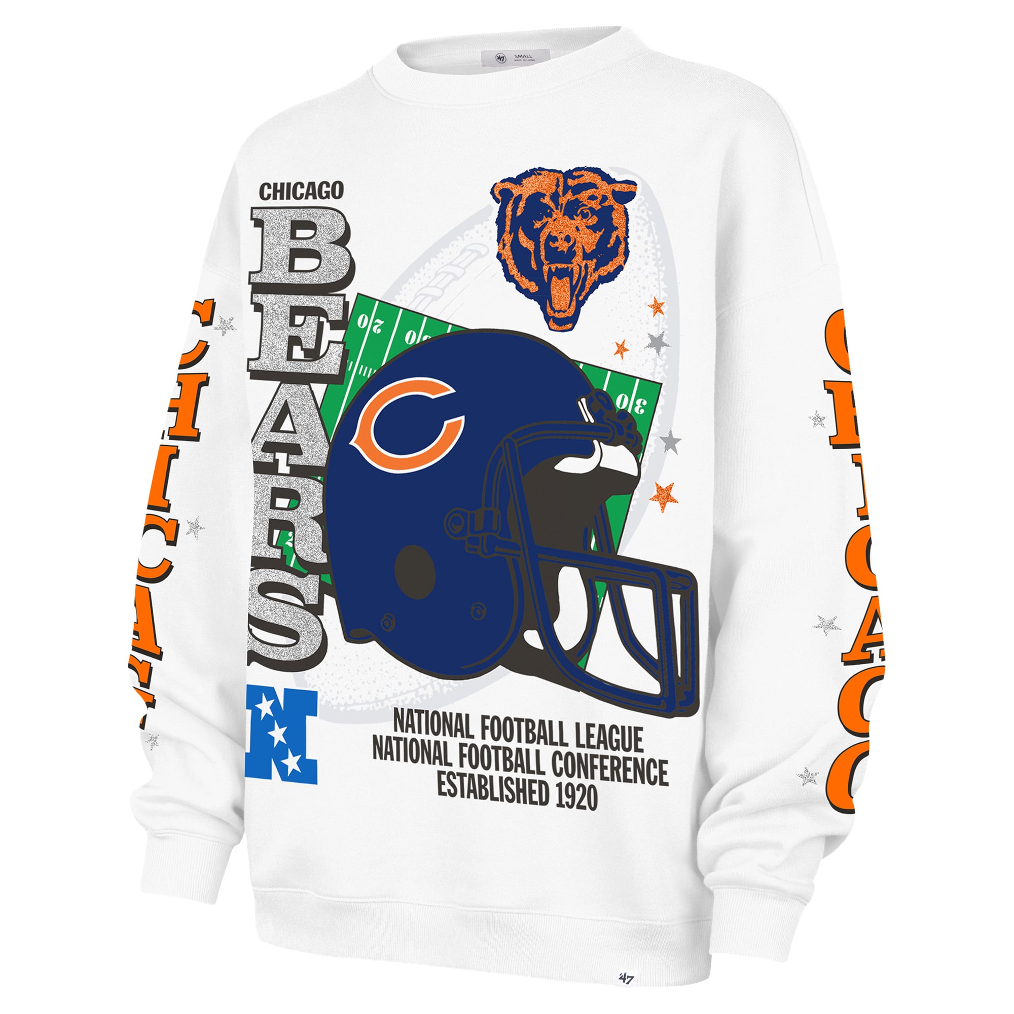 Sweat-shirt polaire oversize Chicago Bears blanc « 47 » pour femme