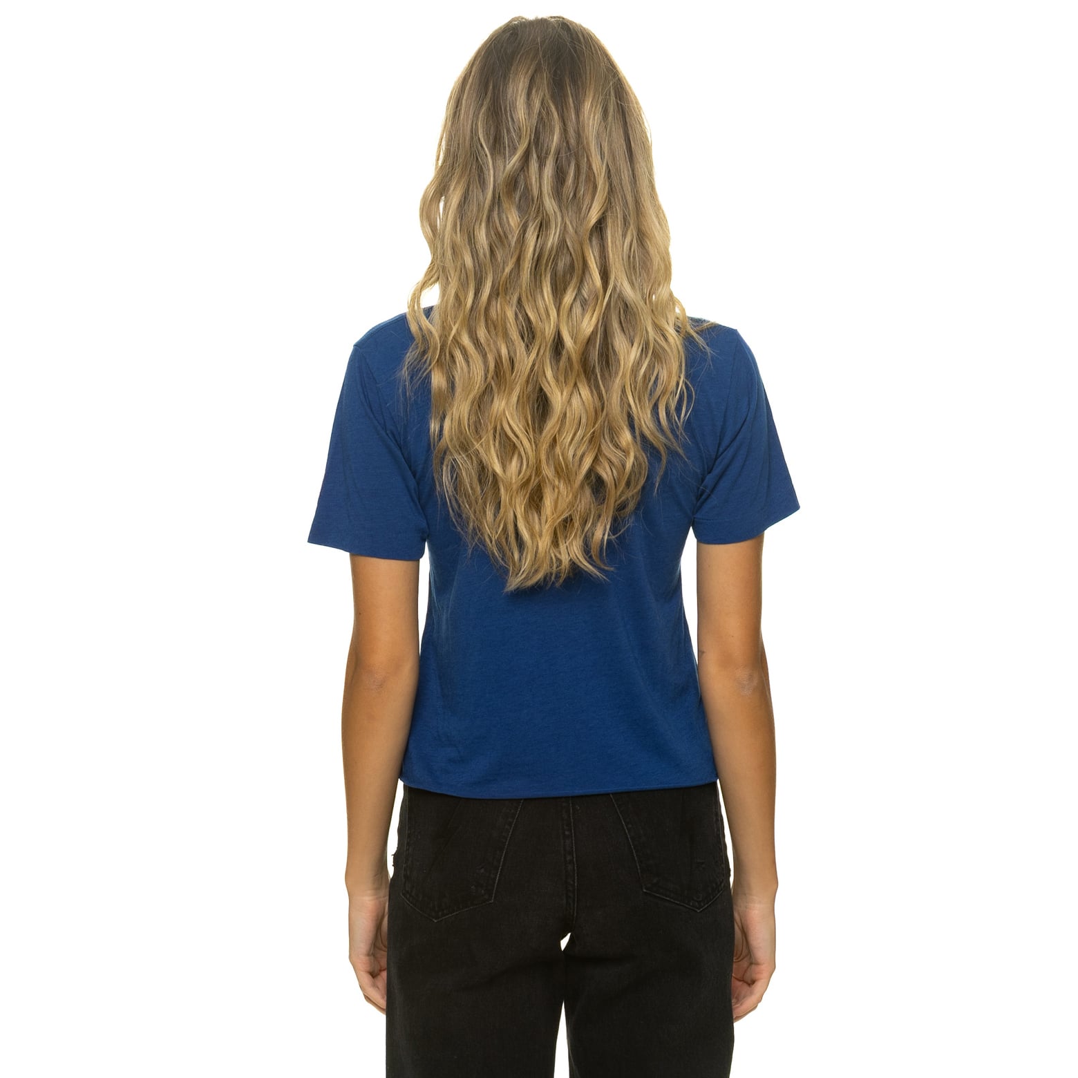 T-shirt Aviator Nation pour femme, bleu marine, Chicago Bears, coupe carrée, mélange de trois matières