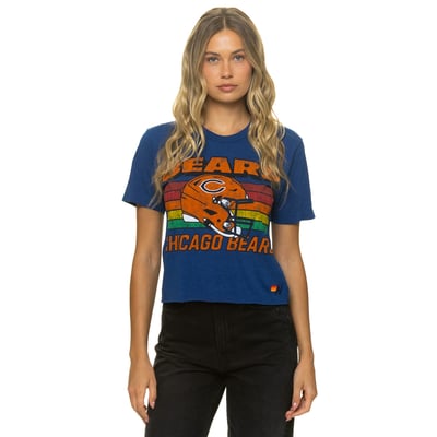 Chicago Bears Aviator Nation Women's Boxy Boyfriend Tri-Blend T-Shirt - Navy
