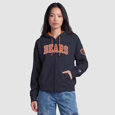  Chicago Bears Champion Women's Contrast Liner Full-Zip Hoodie - Navy