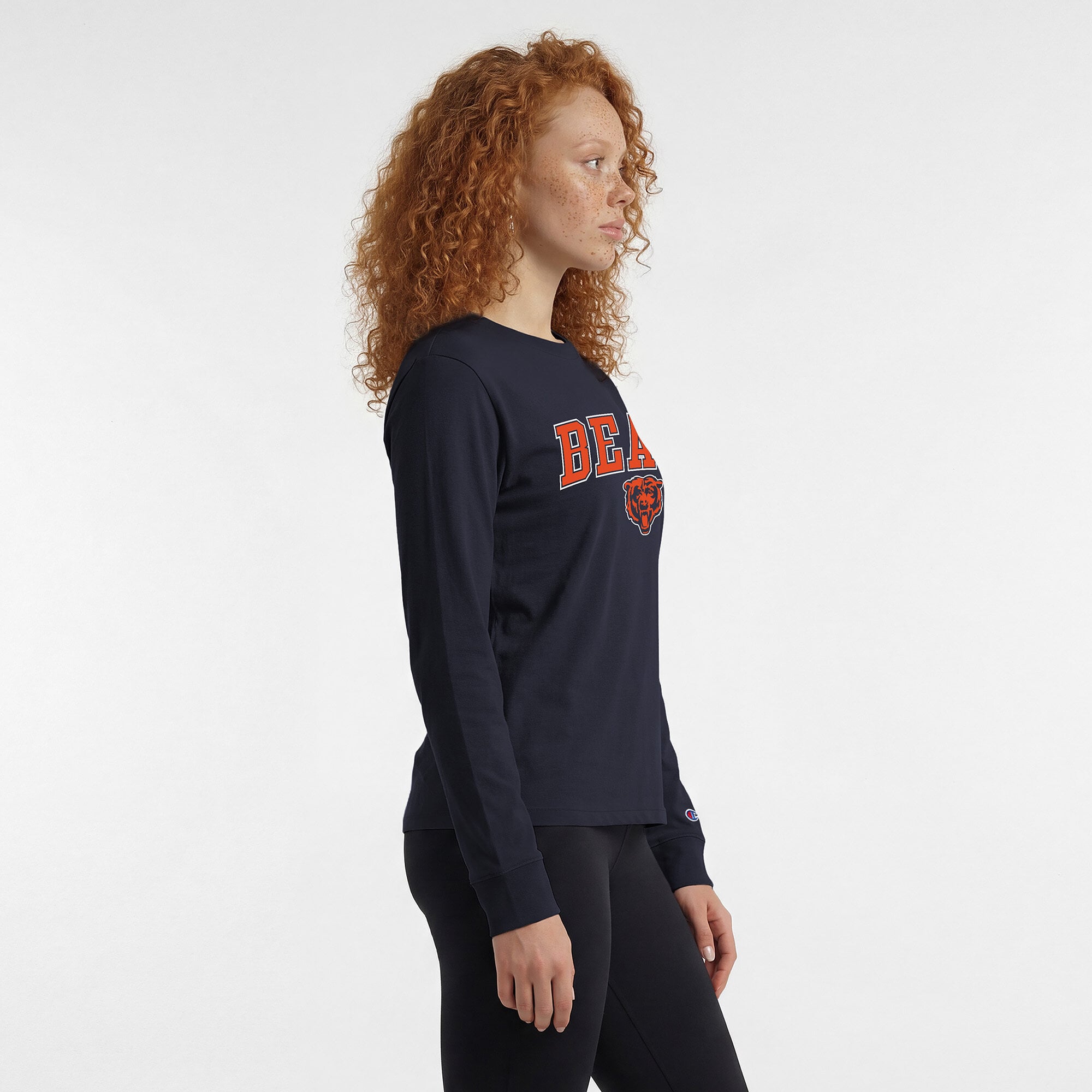 Women's Champion Navy Chicago Bears Core Logo Long Sleeve T-Shirt