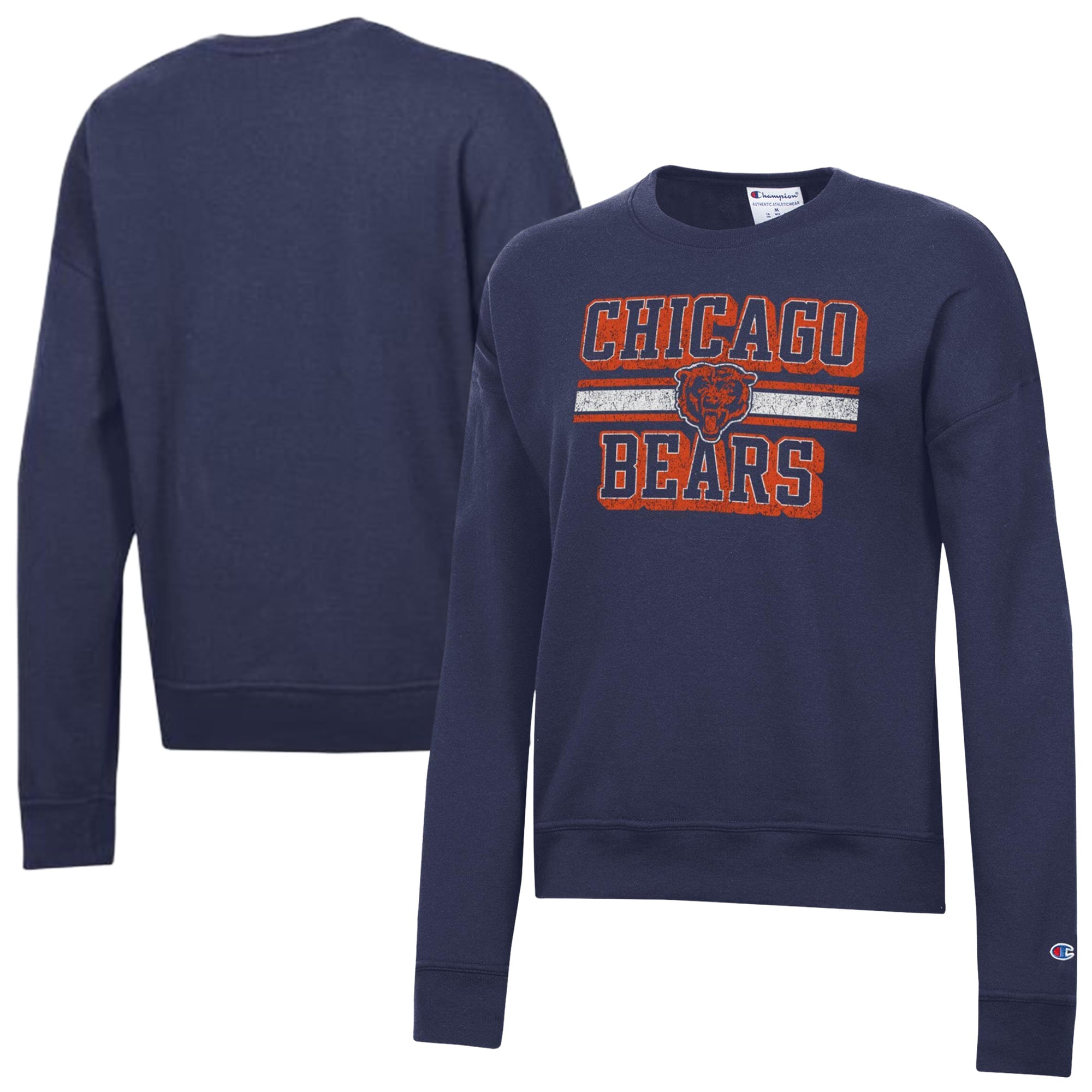 Women's Champion  Navy Chicago Bears Powerblend Fleece Sweatshirt