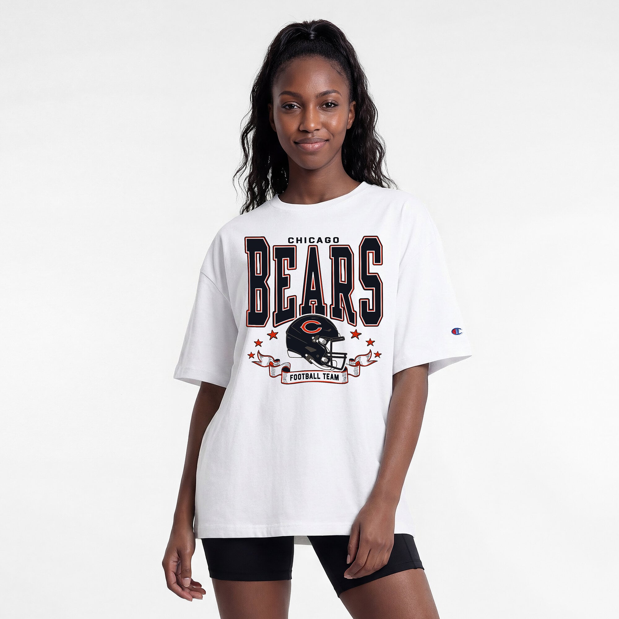 T-shirt oversize blanc Champion Chicago Bears pour femmes
