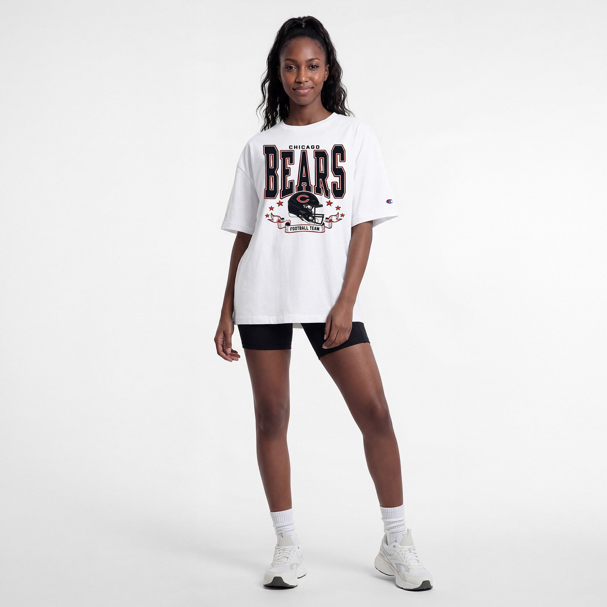 T-shirt oversize blanc Champion Chicago Bears pour femmes