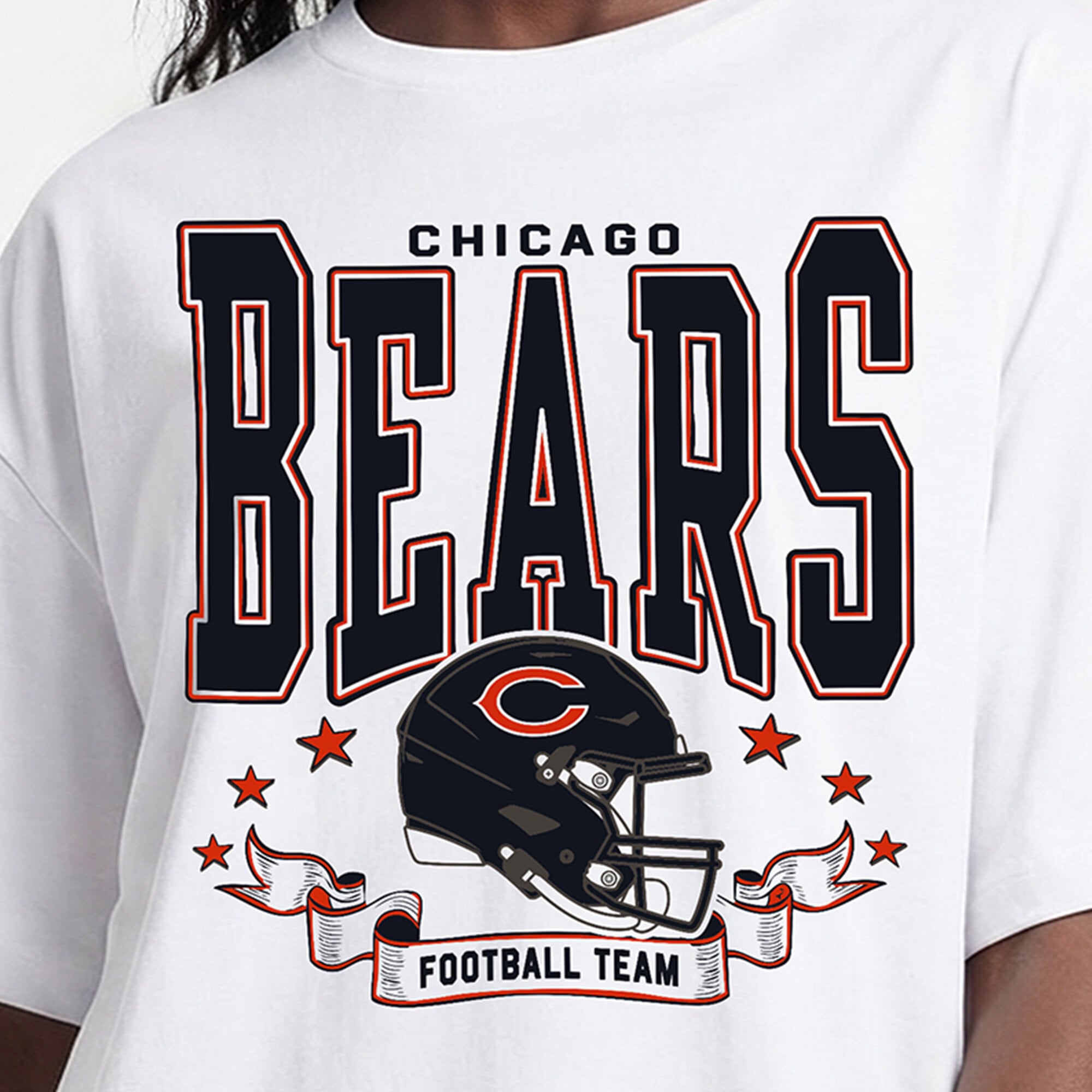 T-shirt oversize blanc Champion Chicago Bears pour femmes