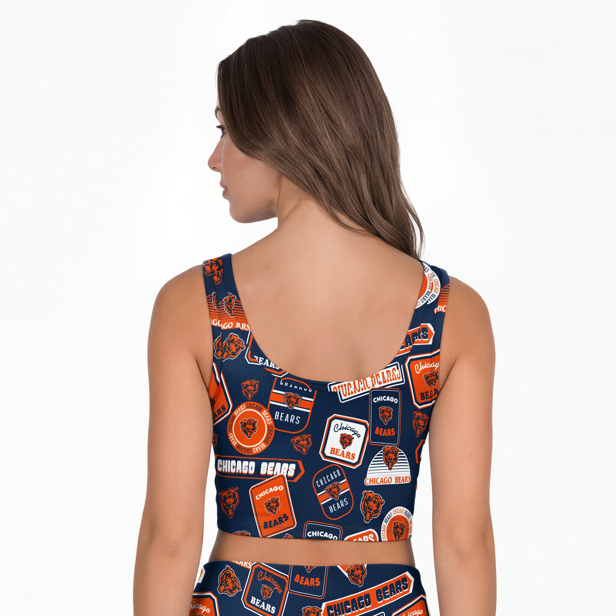 Women's Concepts Sport Navy Chicago Bears Grady Allover Print Bralette