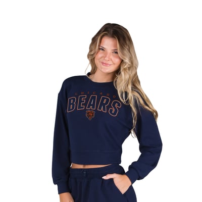  Chicago Bears Concepts Sport Women's Kingston Long Sleeve Lounge Cropped Top - Navy