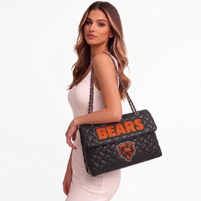 Chicago Bears Cuce Women's Vegan Leather Oversized Tote Bag - Black